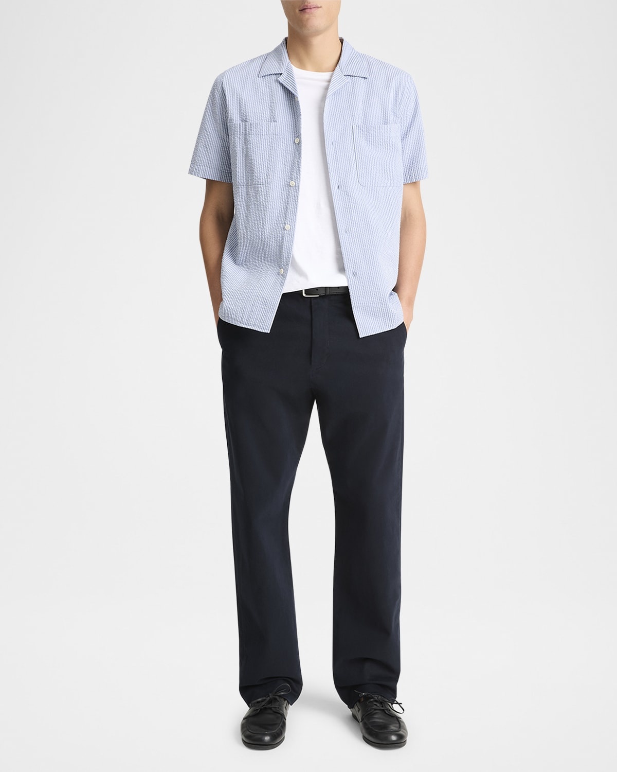Men's Italian Cotton Seersucker Short-Sleeve Shirt - 4