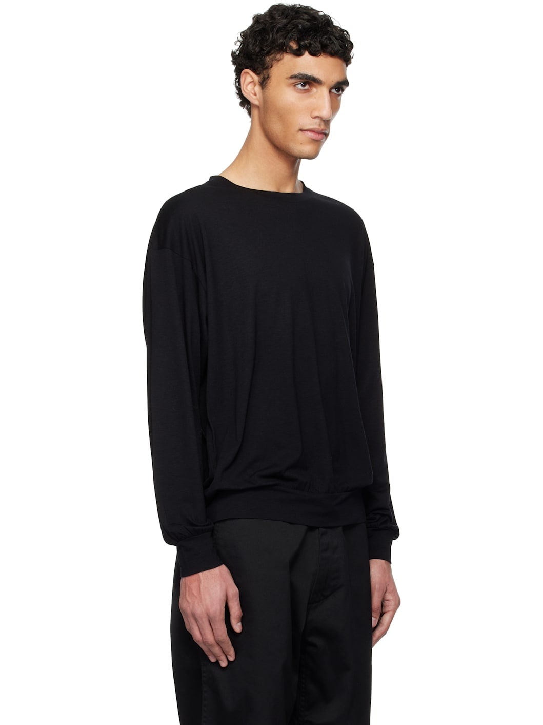 Black Wool Crew Neck Sweater - 2