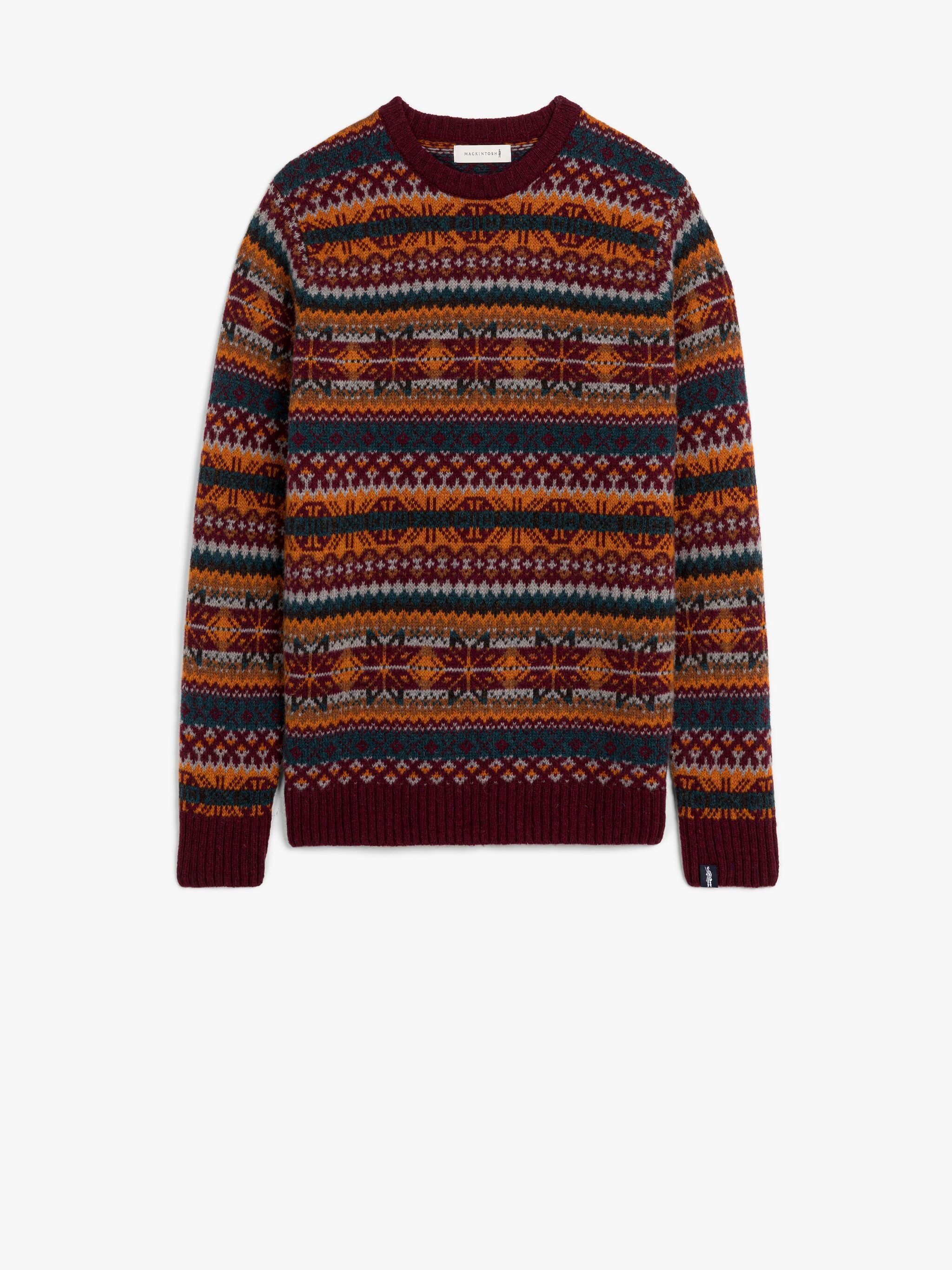 IMPULSE BORDEAUX MIX WOOL FAIR ISLE CREWNECK SWEATER - 1