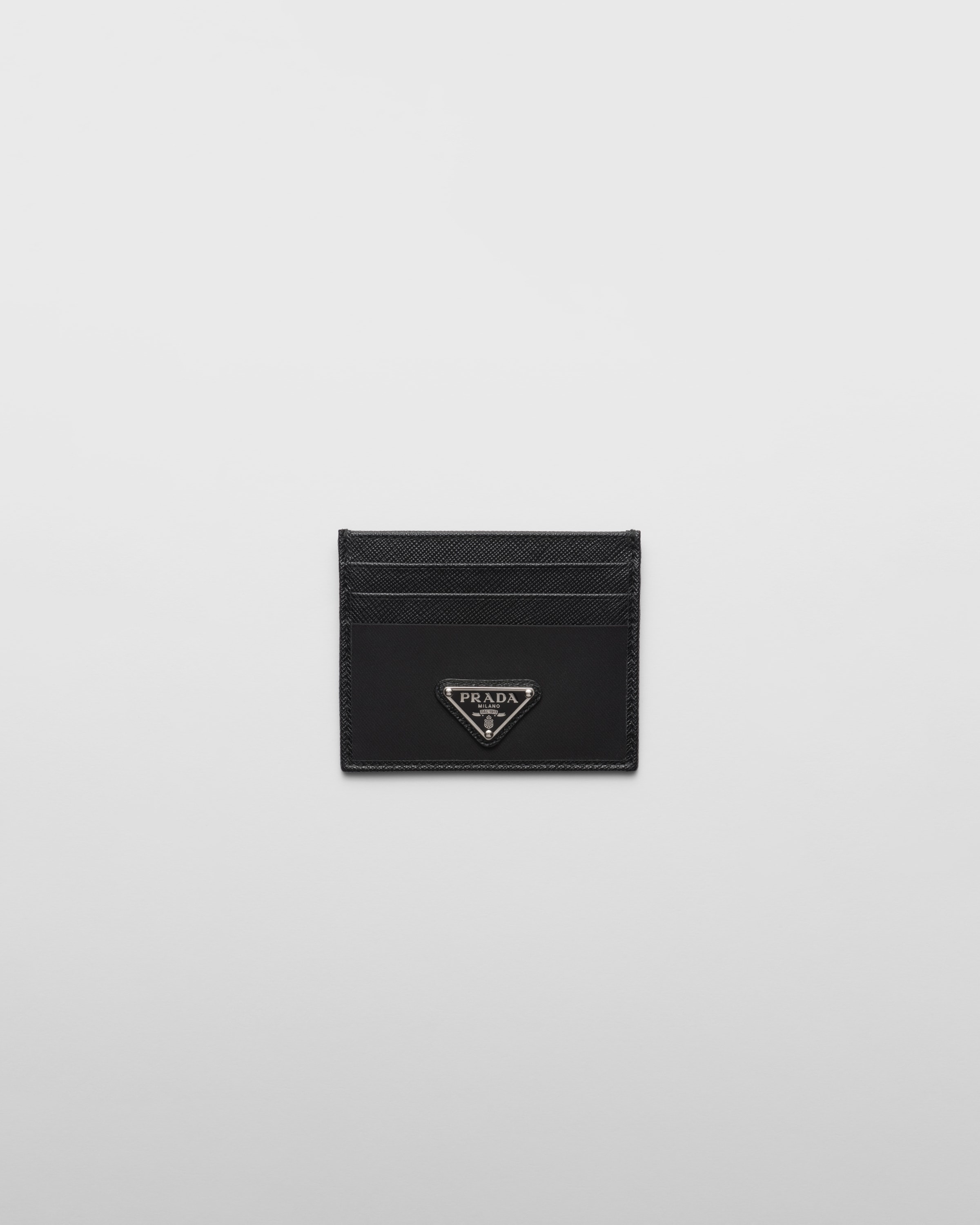 Re-Nylon and Saffiano leather card holder - 1