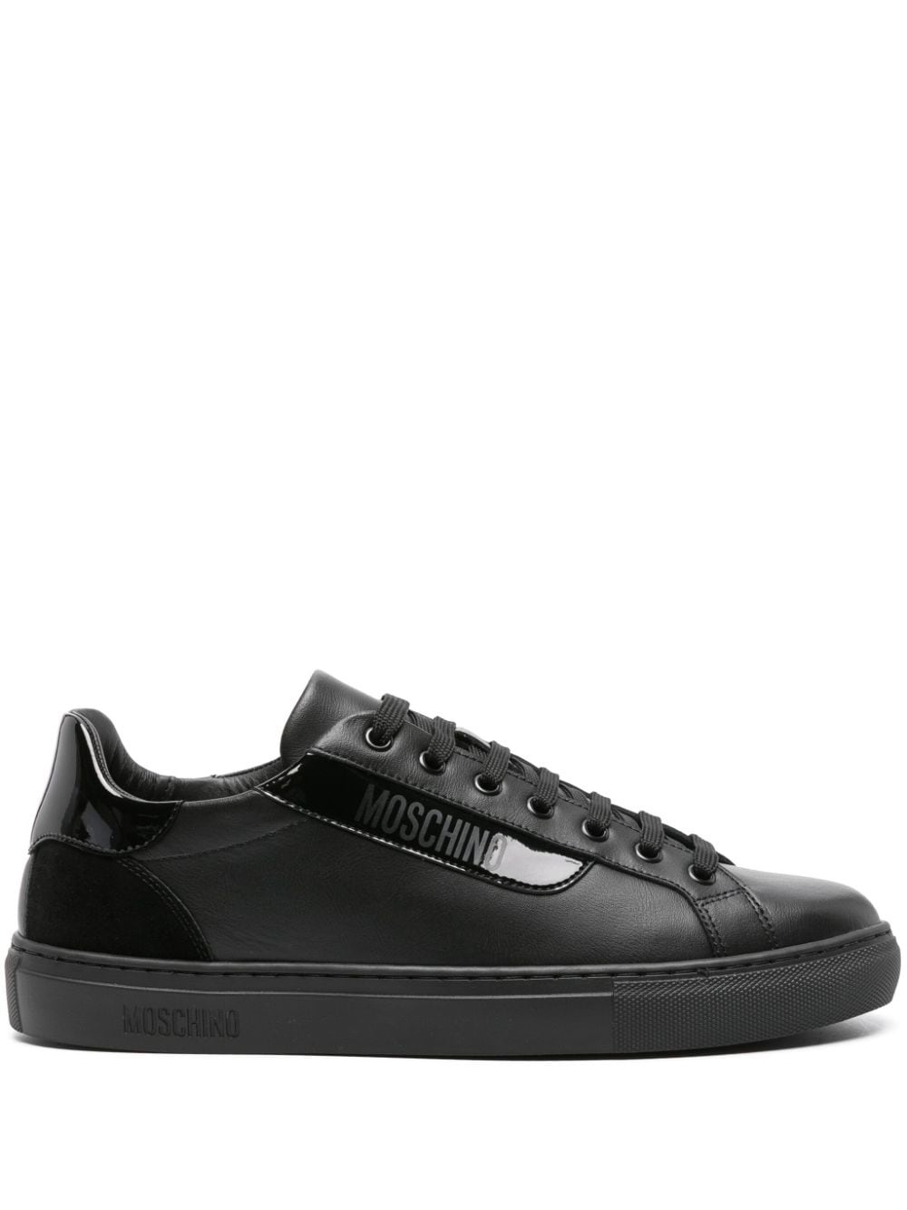 logo-print leather sneakers - 1