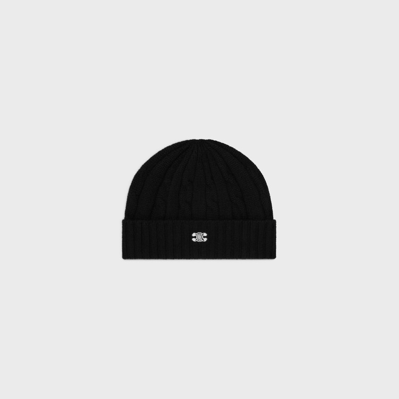 triomphe cable-knit beanie in cashmere - 1