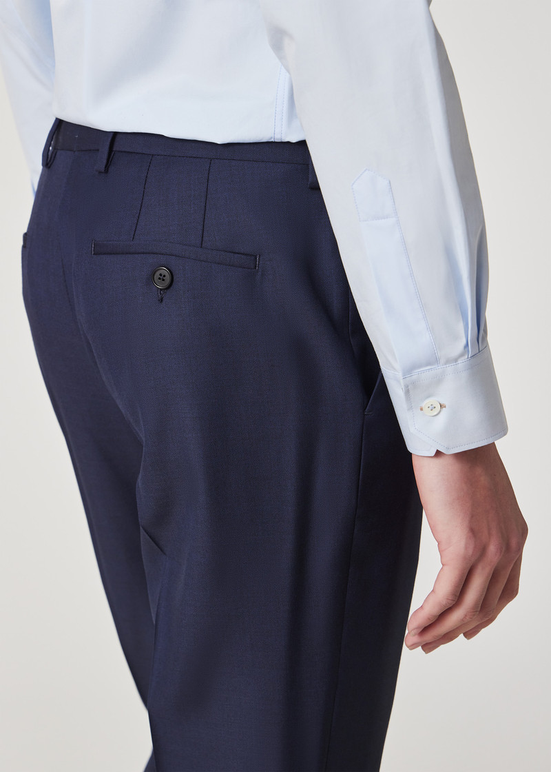 Tailored-Fit Navy Sharkskin Suit 12