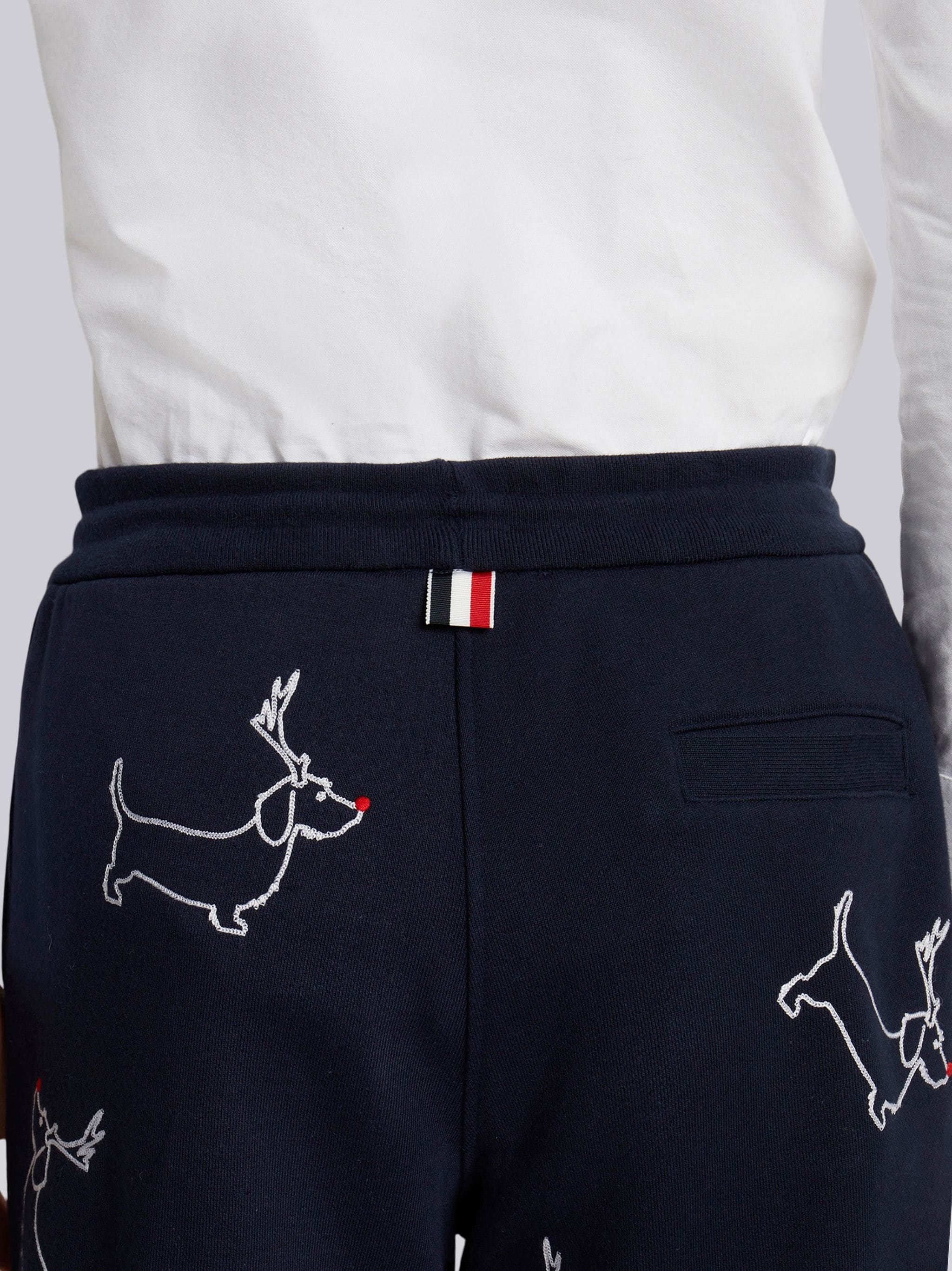 Navy Classic Loopback All Over Hector Rudolph Embroidery 4-bar Sweatshort - 5