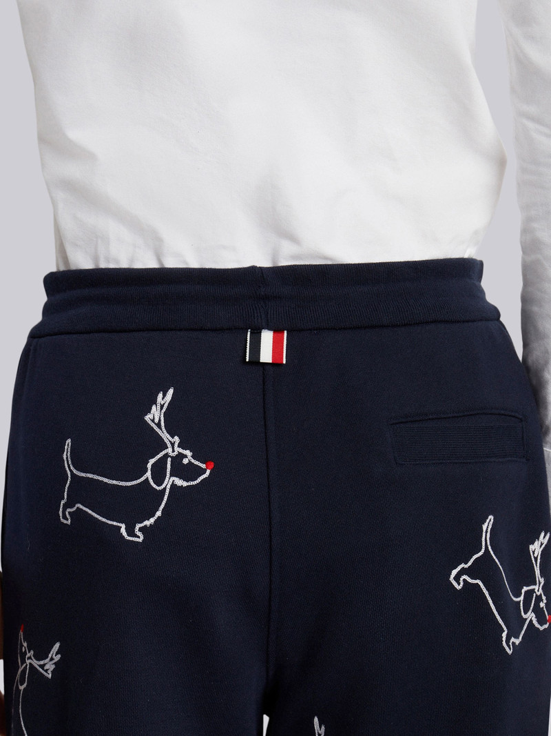 Navy Classic Loopback All Over Hector Rudolph Embroidery 4-bar Sweatshort 5