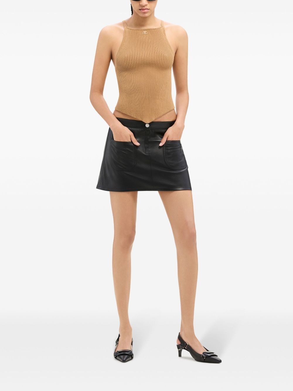 Pointy rib-knit tank top - 2