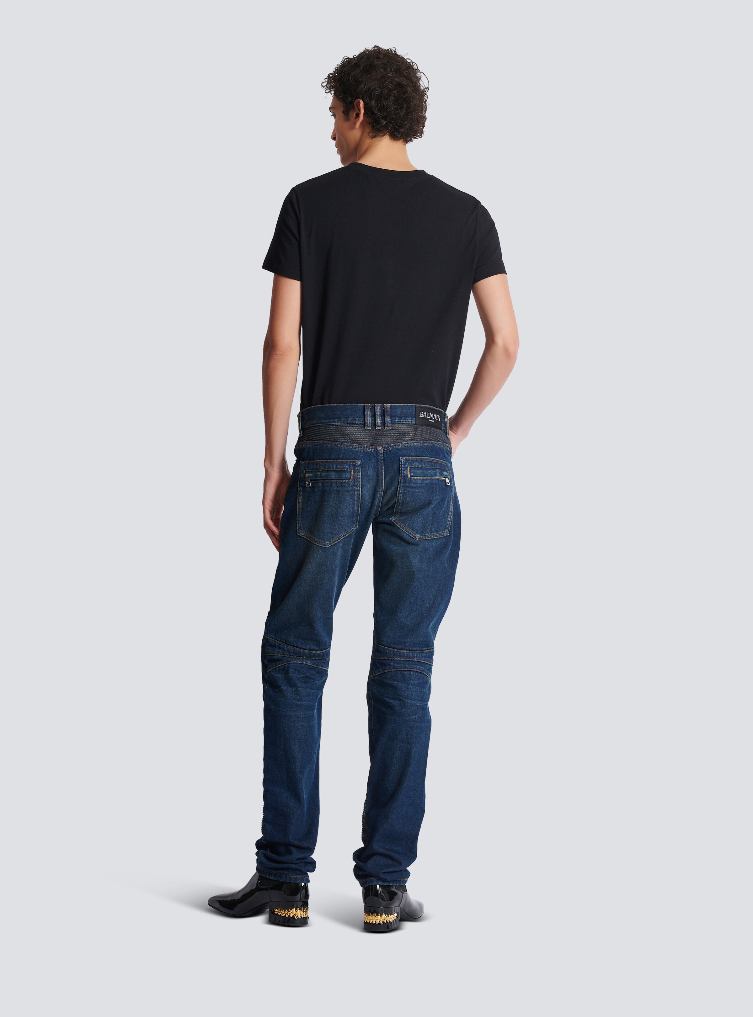 Denim straight-leg biker jeans - 4