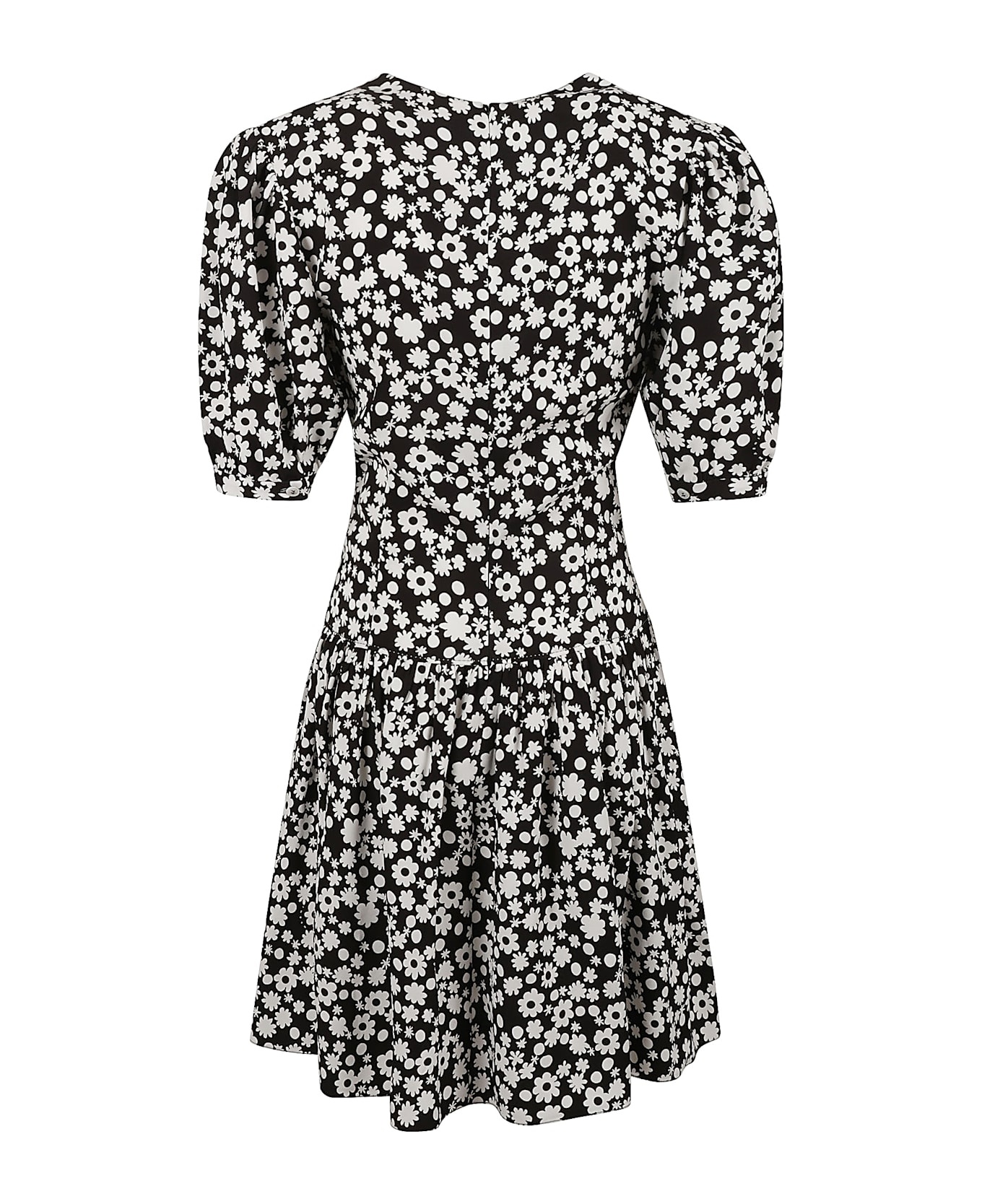 Floral Print V-neck Short Dress - 2