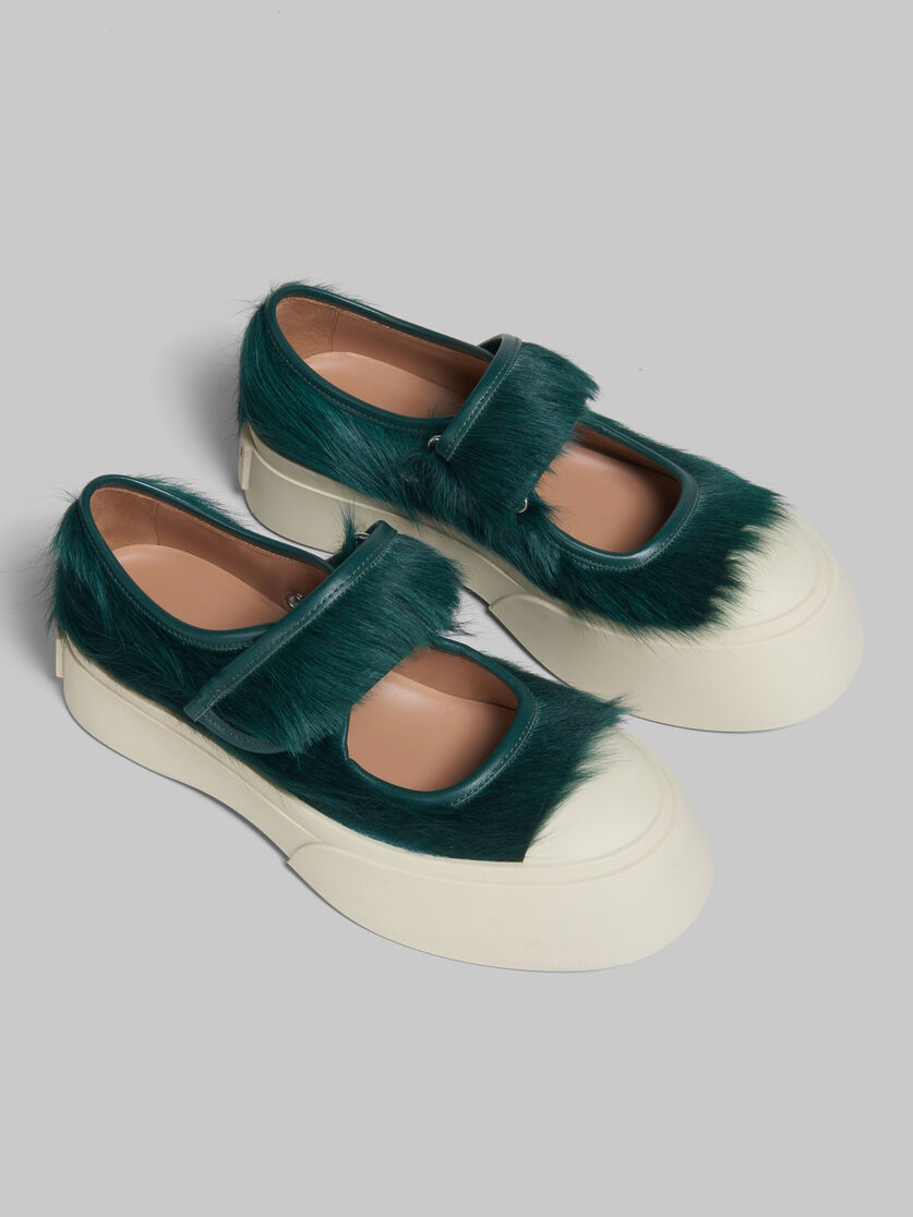 SEA GREEN LONG-HAIR CALFSKIN MARY JANE SNEAKER - 5