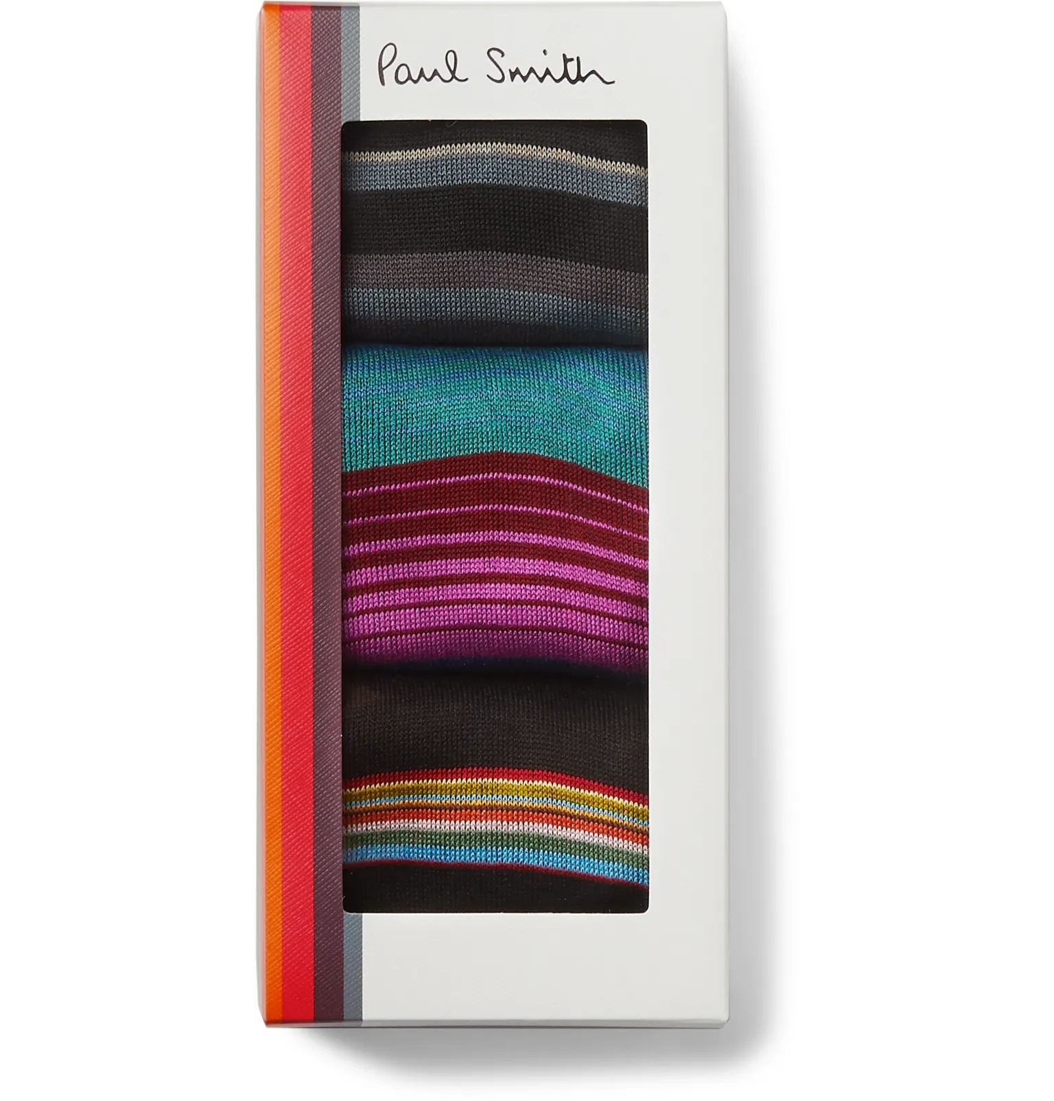 Three-Pack Striped Cotton-Blend Socks - 3