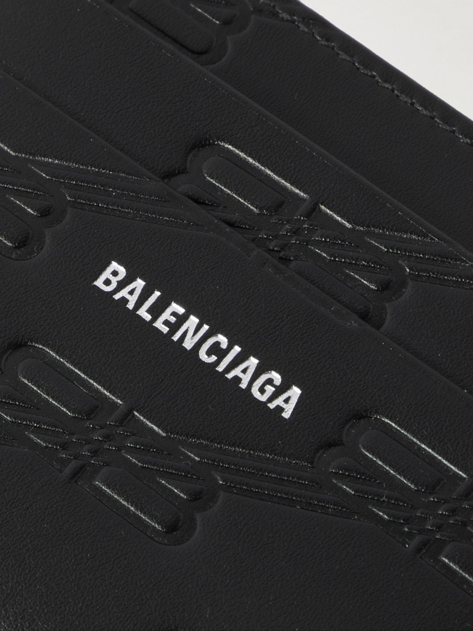 Logo-Print Monogrammed Leather Cardholder Black - 3