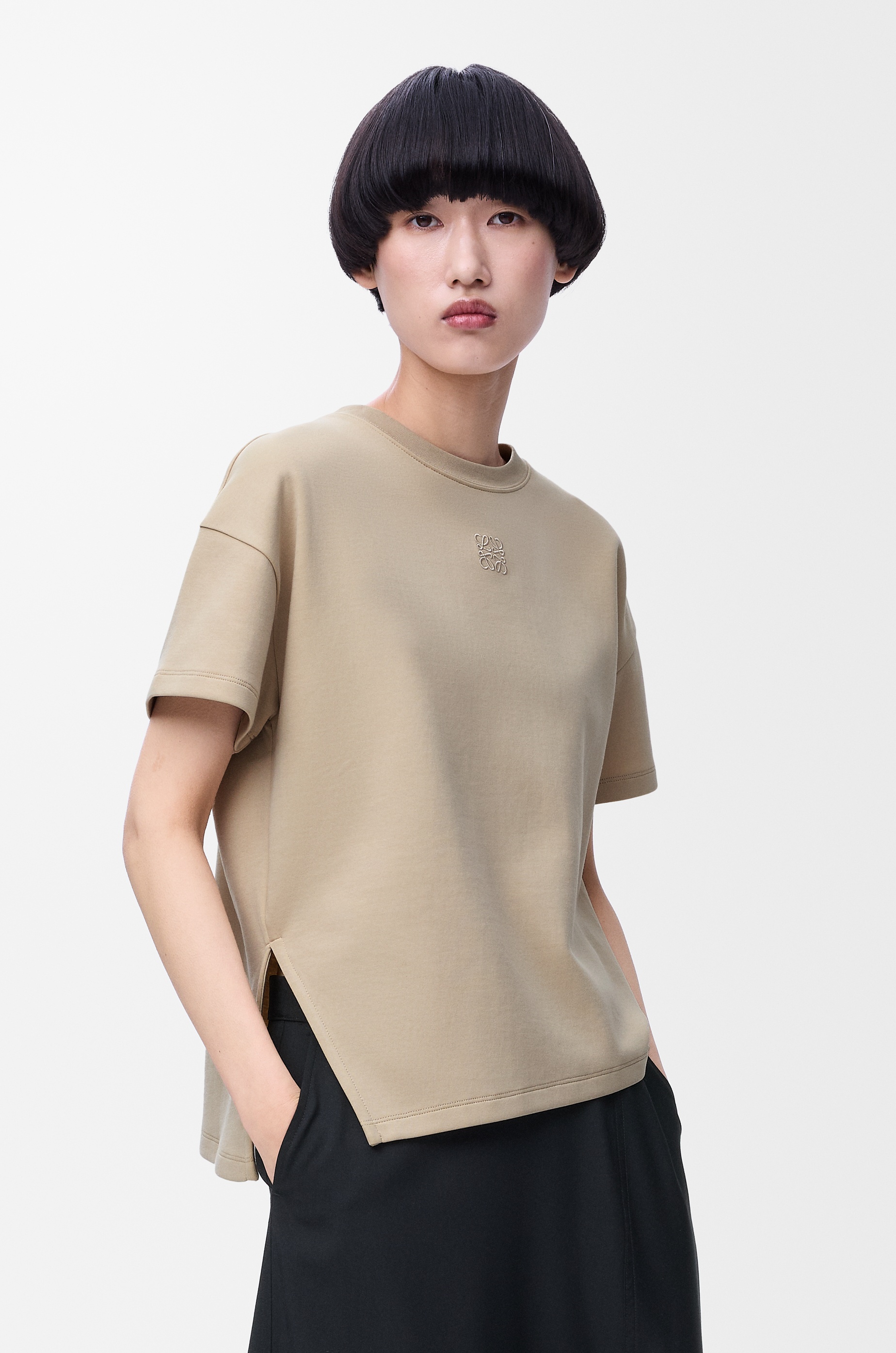 Asymmetric t-shirt in cotton blend - 3