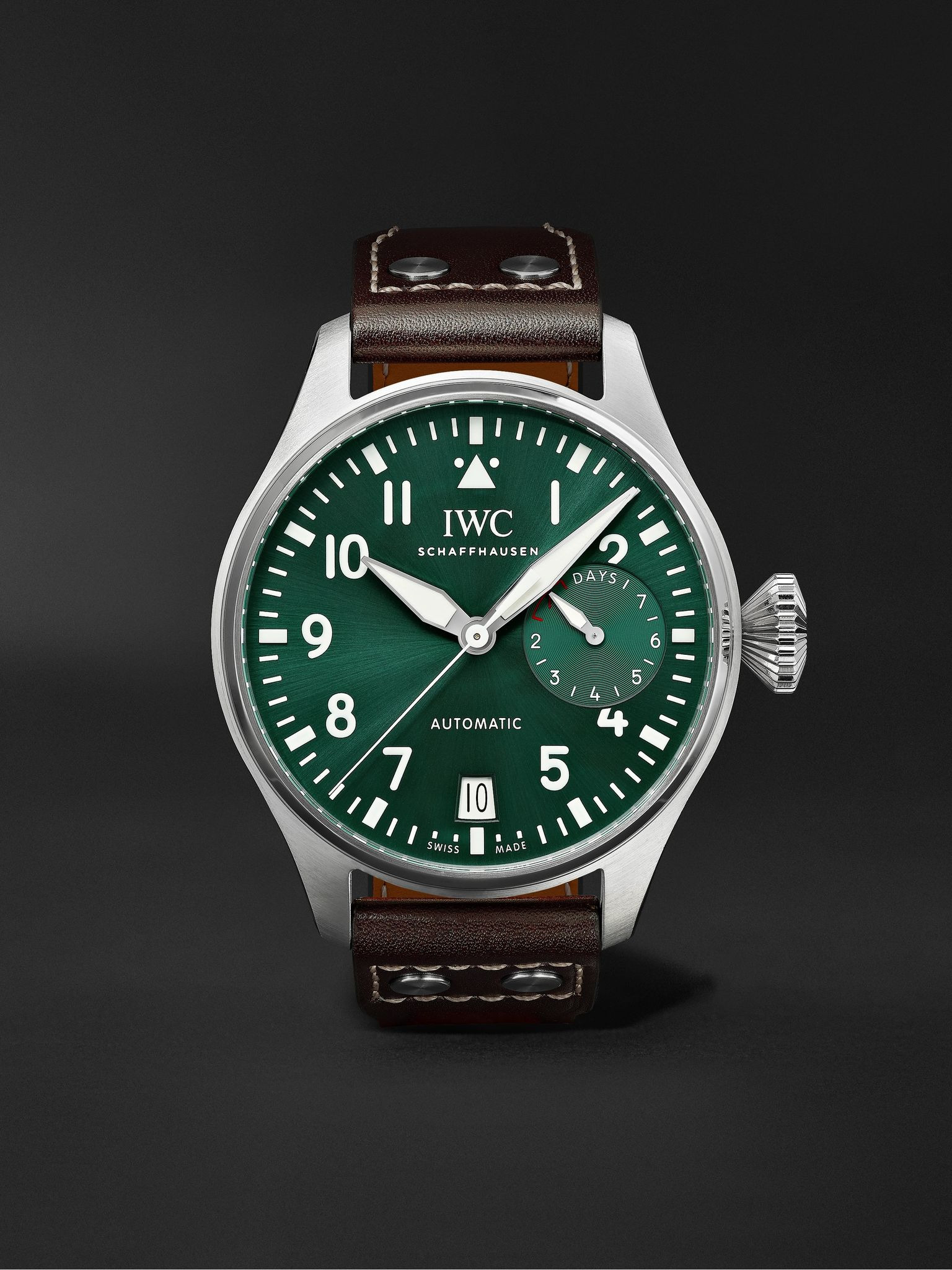 Big Pilot's Automatic 46.2mm Stainless Steel and Leather Watch, Ref. No. IW501015 Green - 1