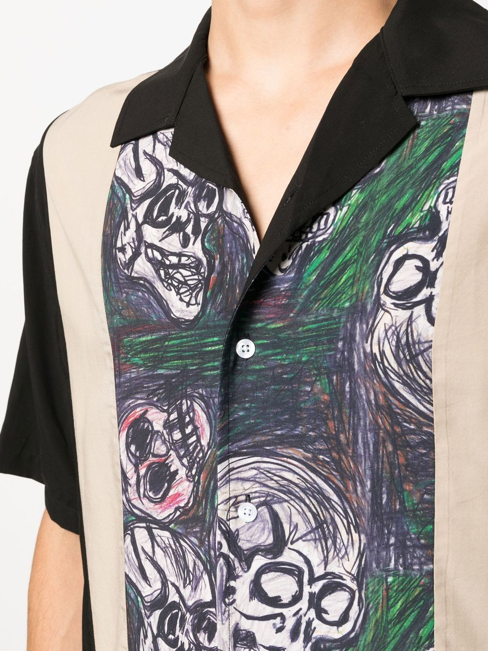 skull-print bowling shirt - 5