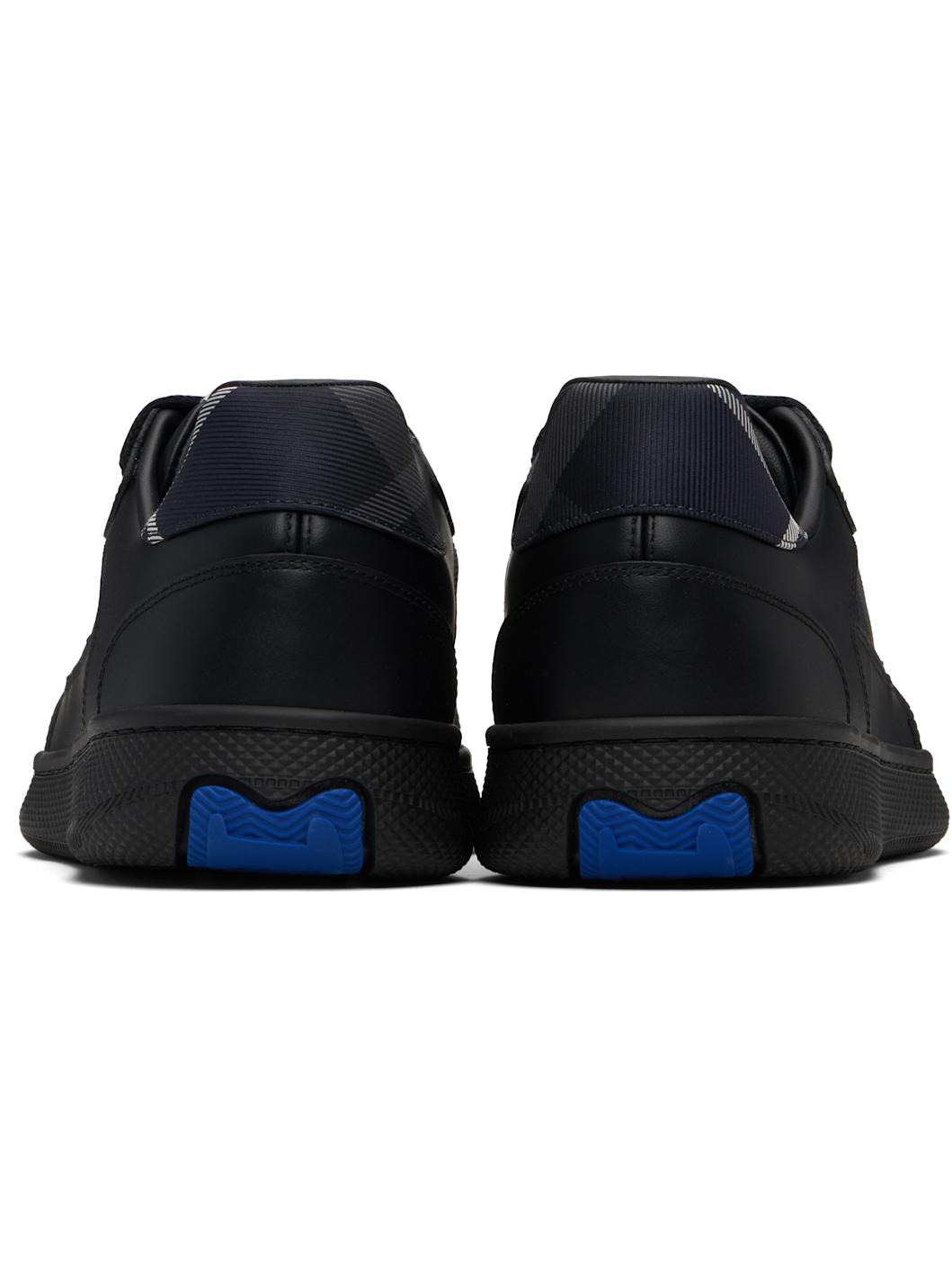 Black Leather & Check Terrace Sneakers - 2