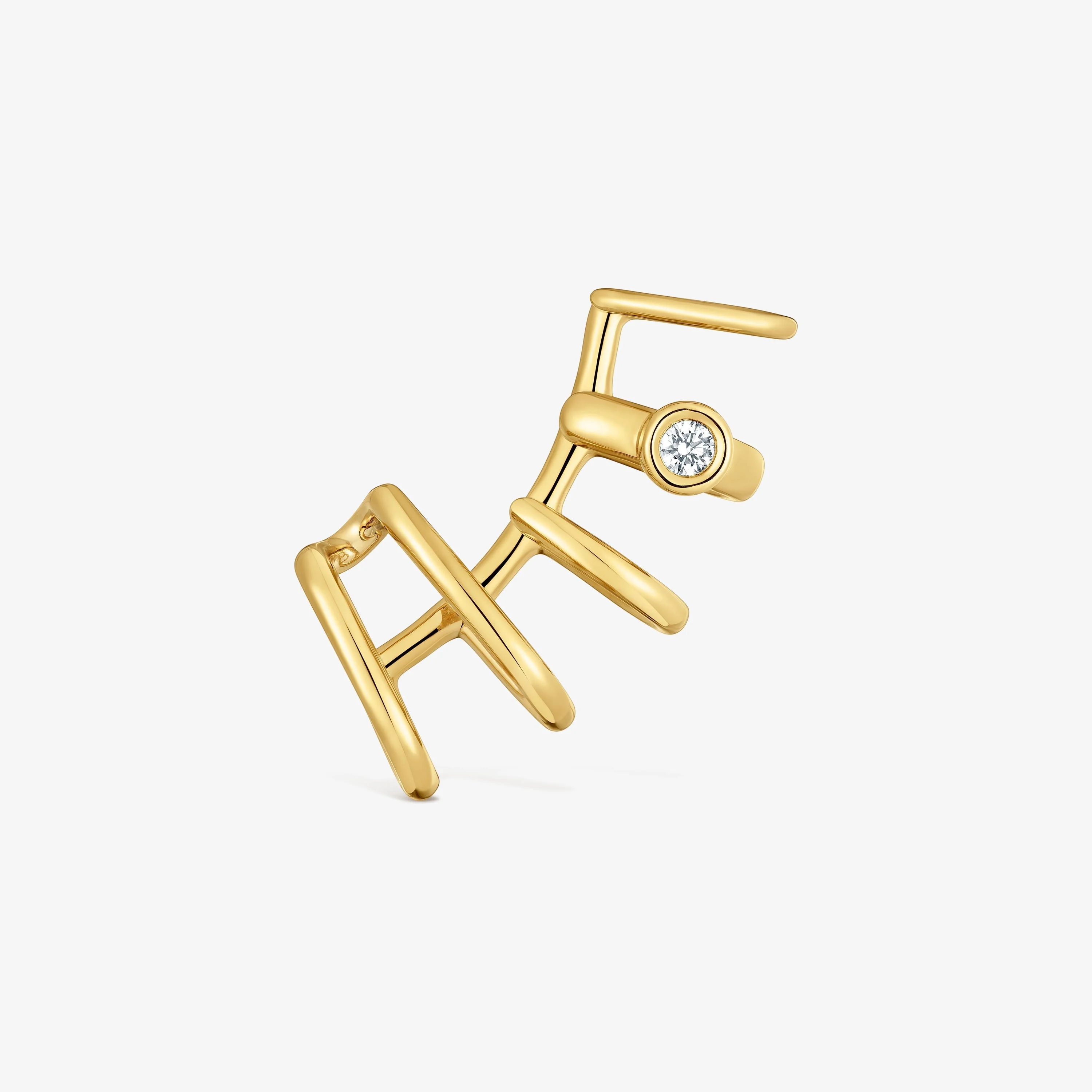 18K gold vermeil 5-hoop Earcuff with laboratory-grown diamond Line LGD - 1