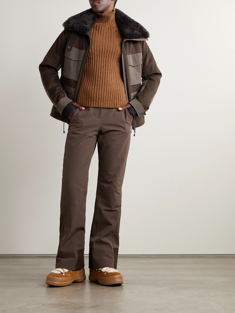 SEASE Belted Plush And Twill-trimmed Wool And Cashmere-blend Felt Down Ski Jacket outlook