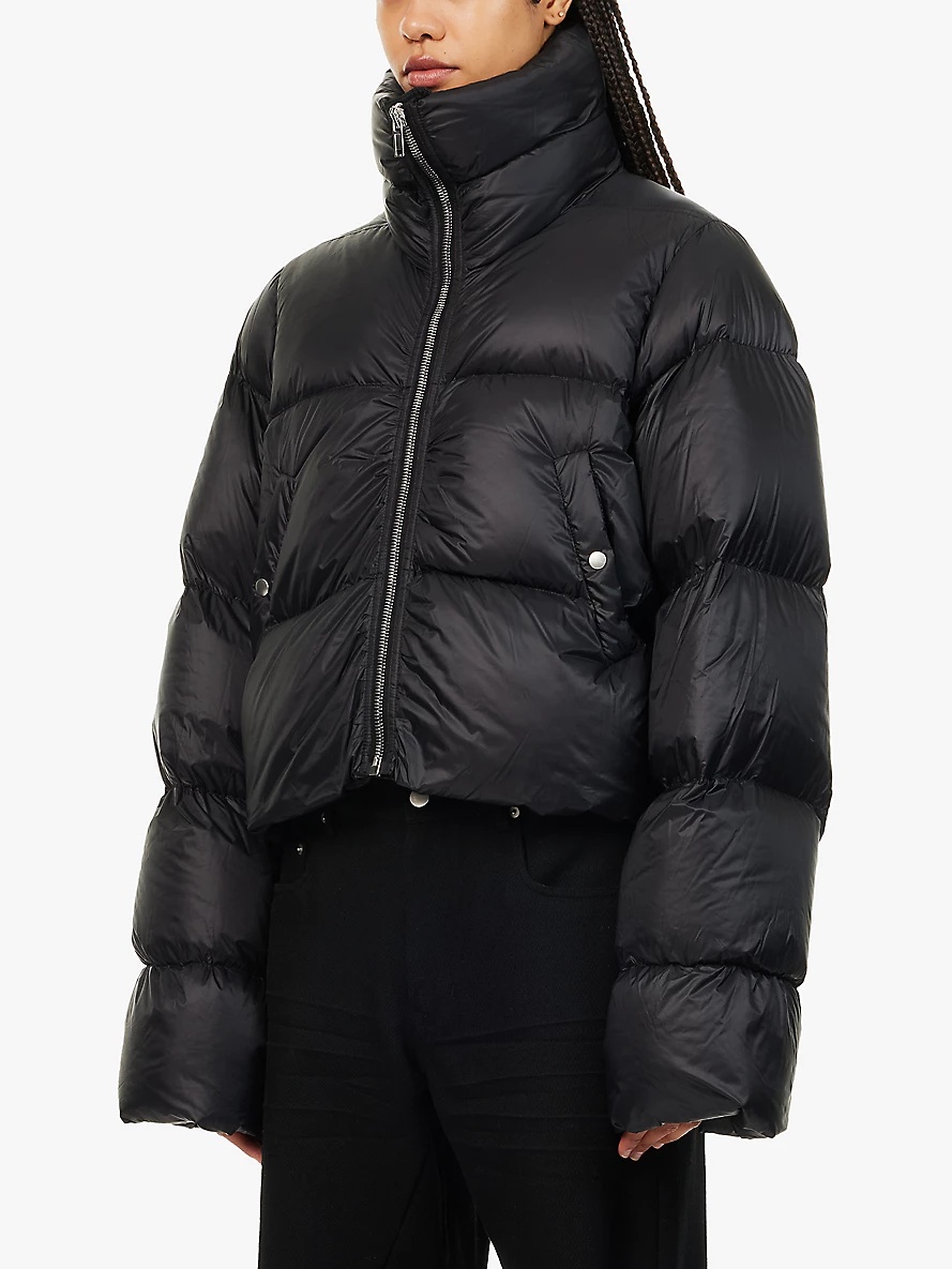 Funnel-neck quilted shell-down jacket - 3