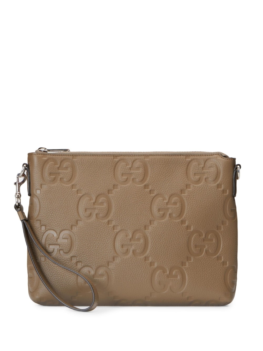 Jumbo GG embossed leather clutch bag - 1