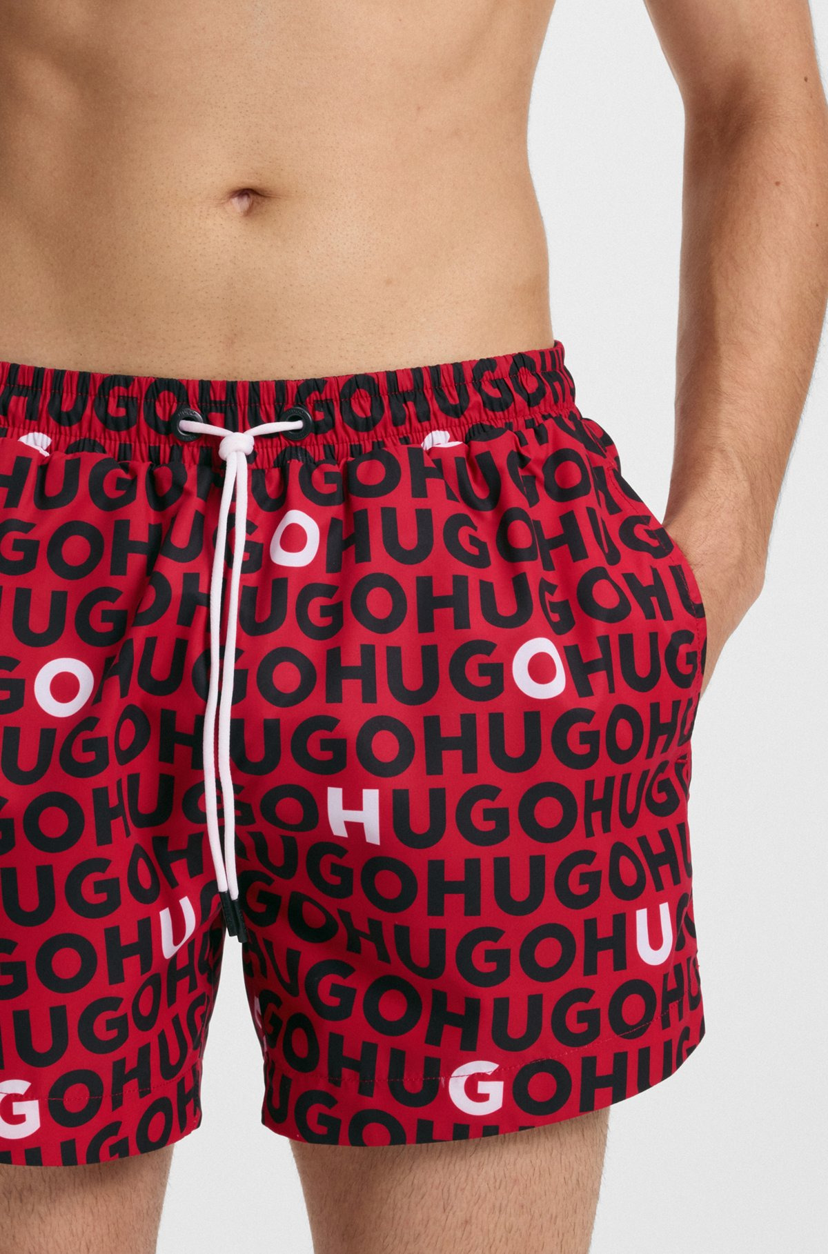 LOGO-PRINT SWIM SHORTS WITH DRAWCORD - 3