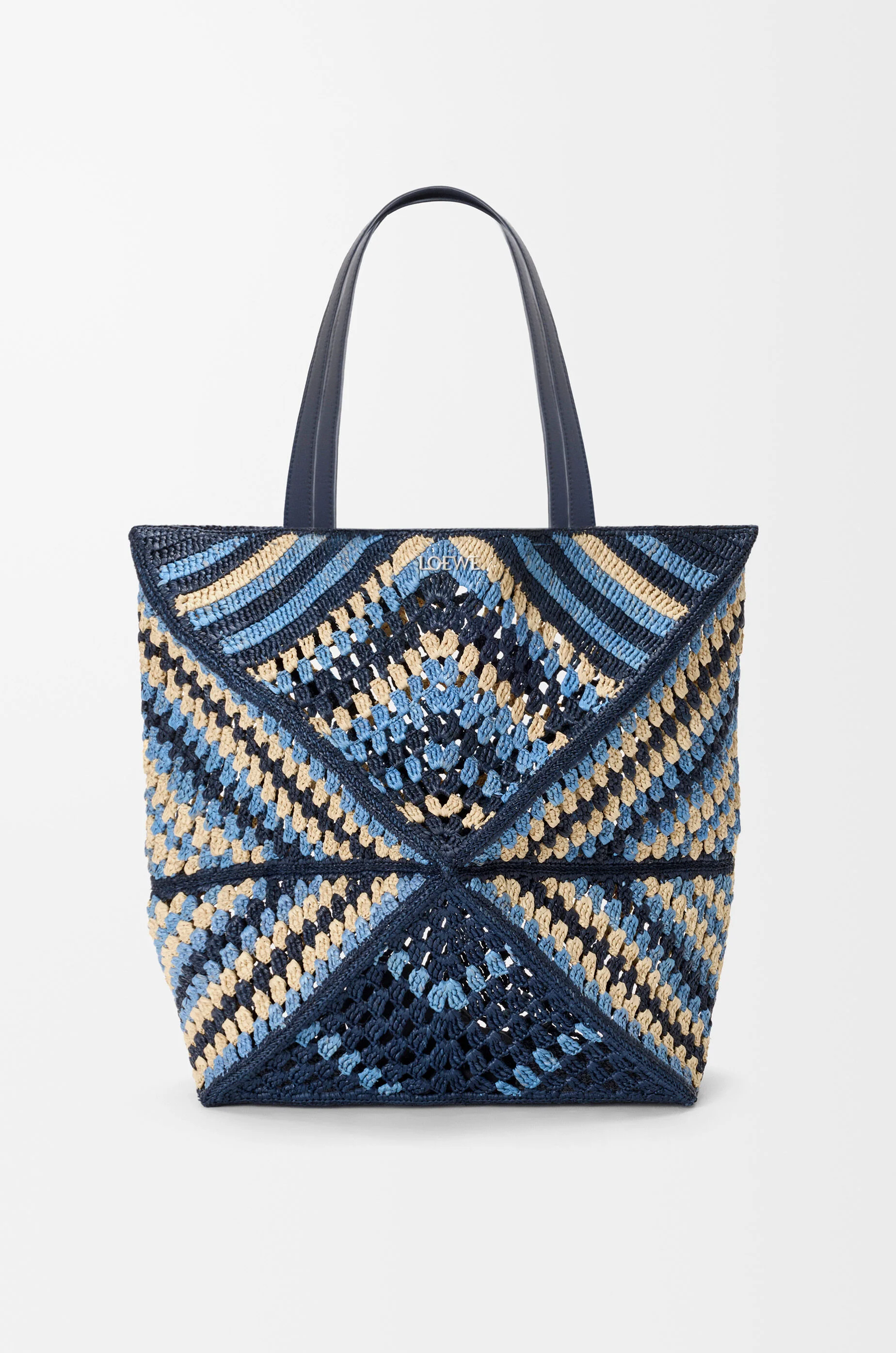 XL Puzzle Fold tote in raffia - 1