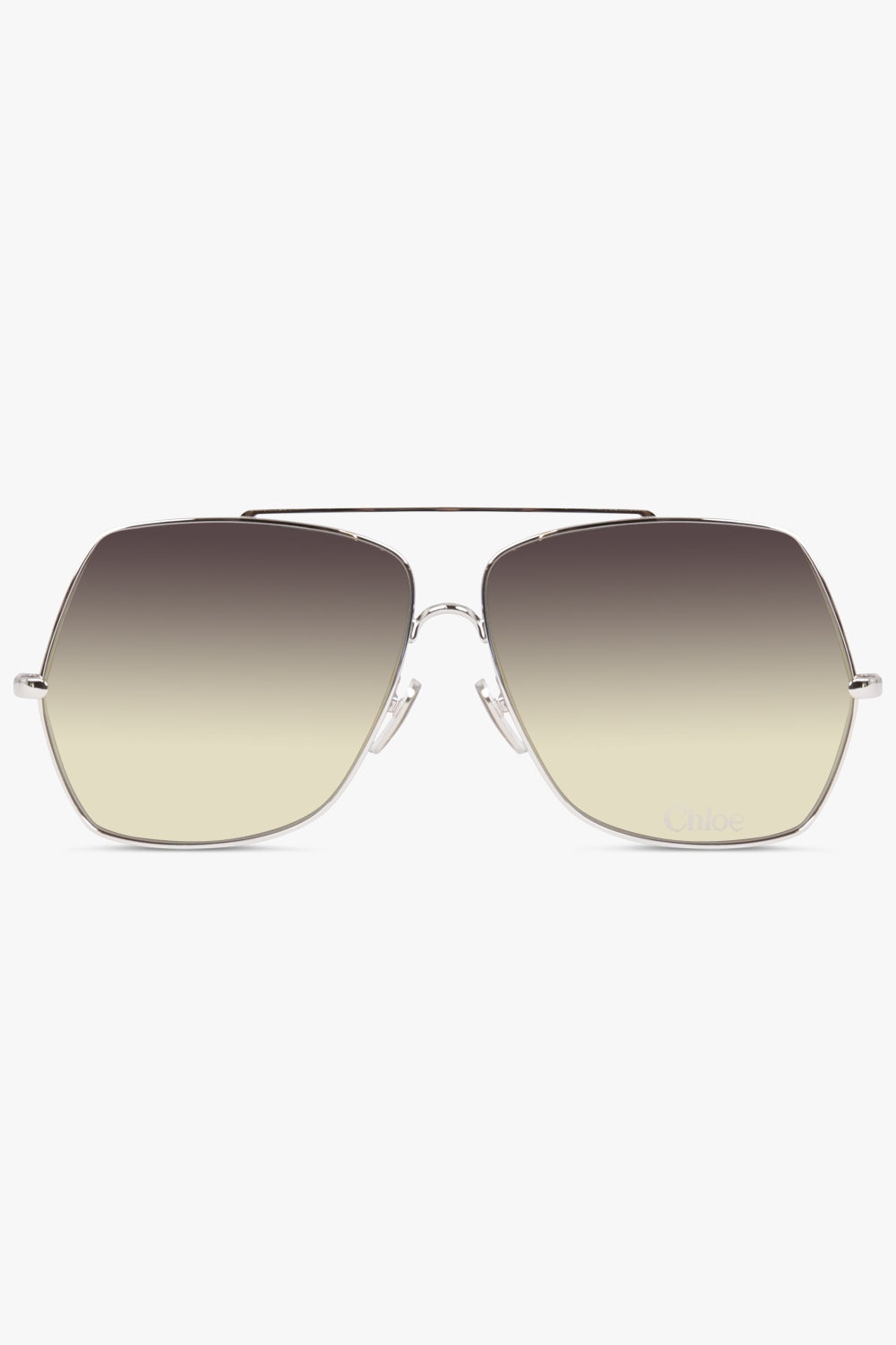 CH02785 62 RECTANGULAR SOLARED SUNGLASSES | SILVER/GREEN - 1