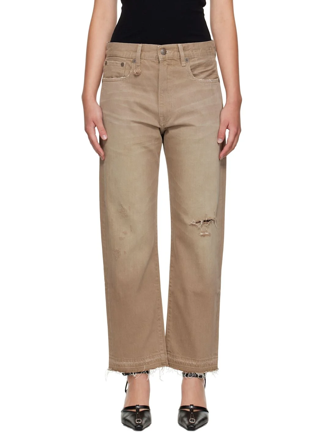 Tan Boyfriend Jeans - 1