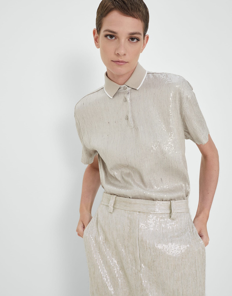 Dazzling satin polo shirt 4