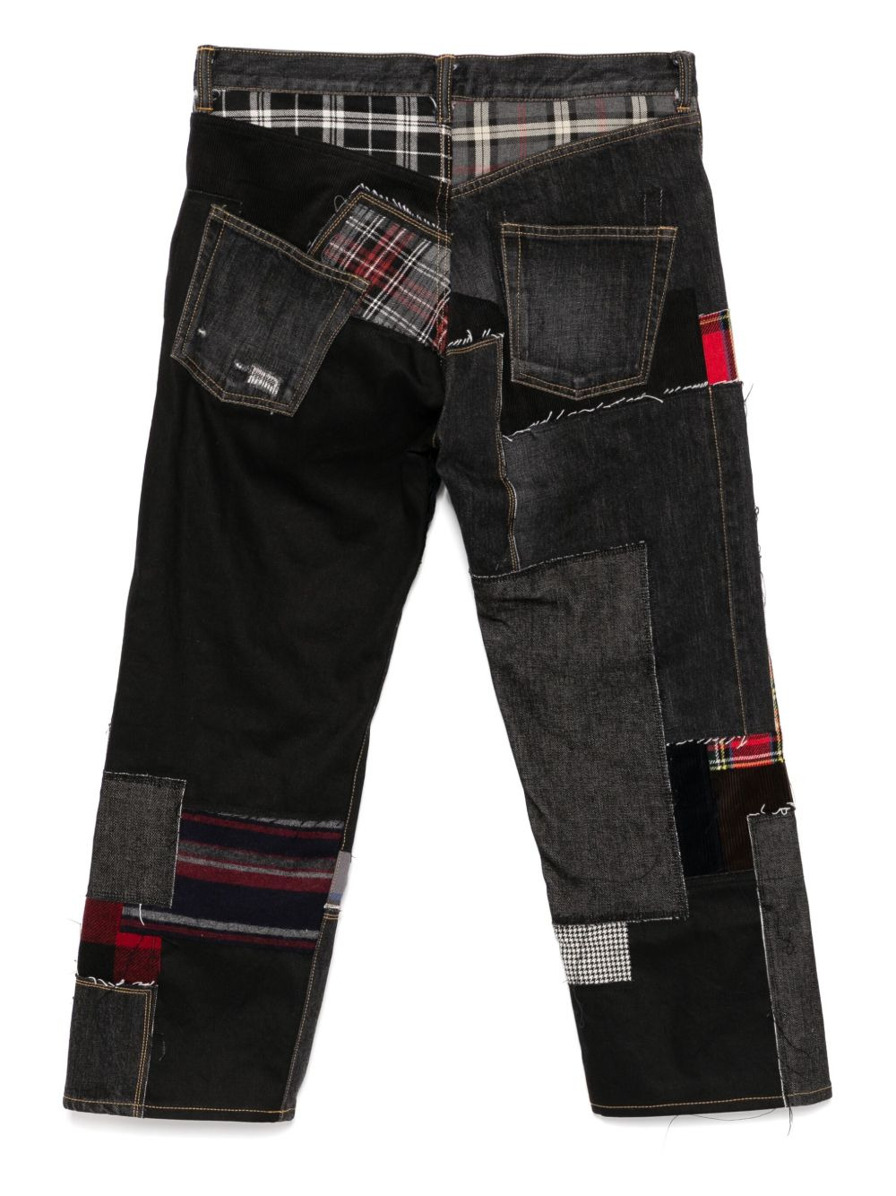 patchwork cropped jeans - 2