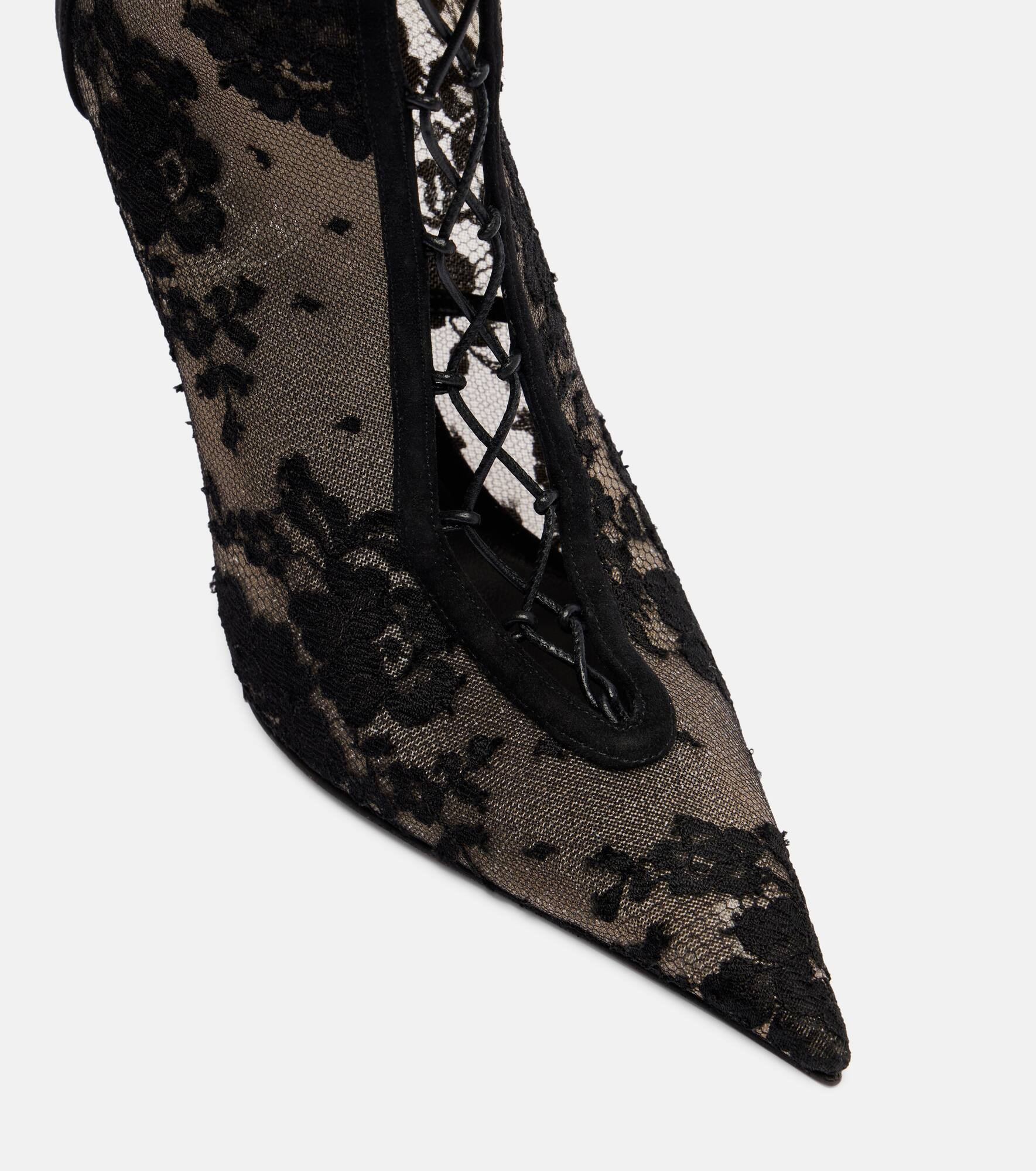 KM  100 lace-trimmed leather knee-high boots - 5