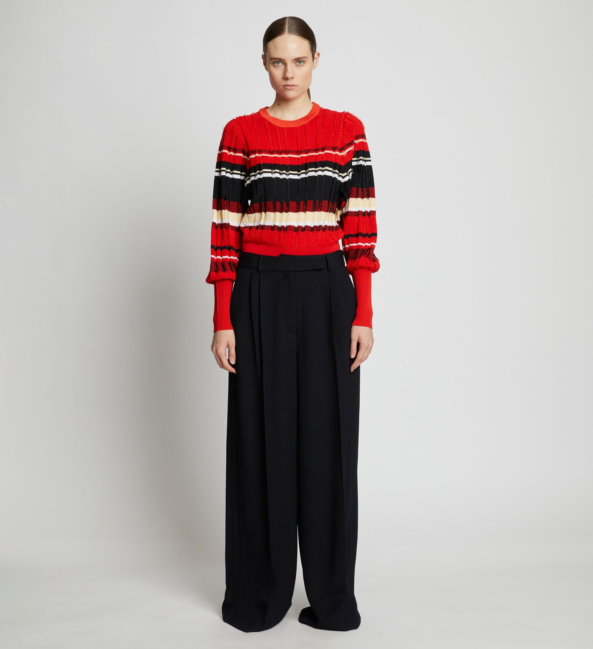 Textured Viscose Crepe Pants - 1