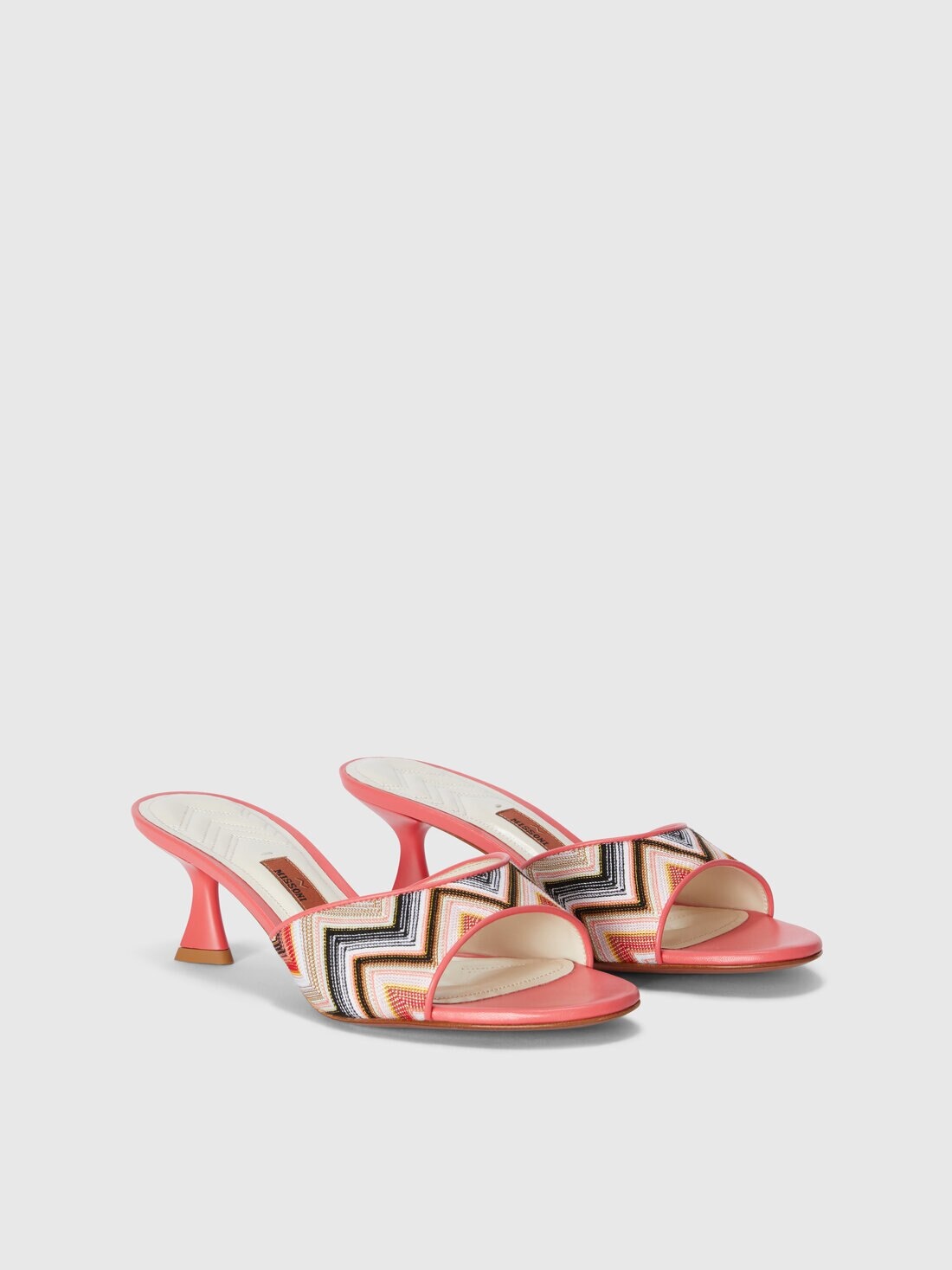Chevron sandals with heel and leather trims - 2