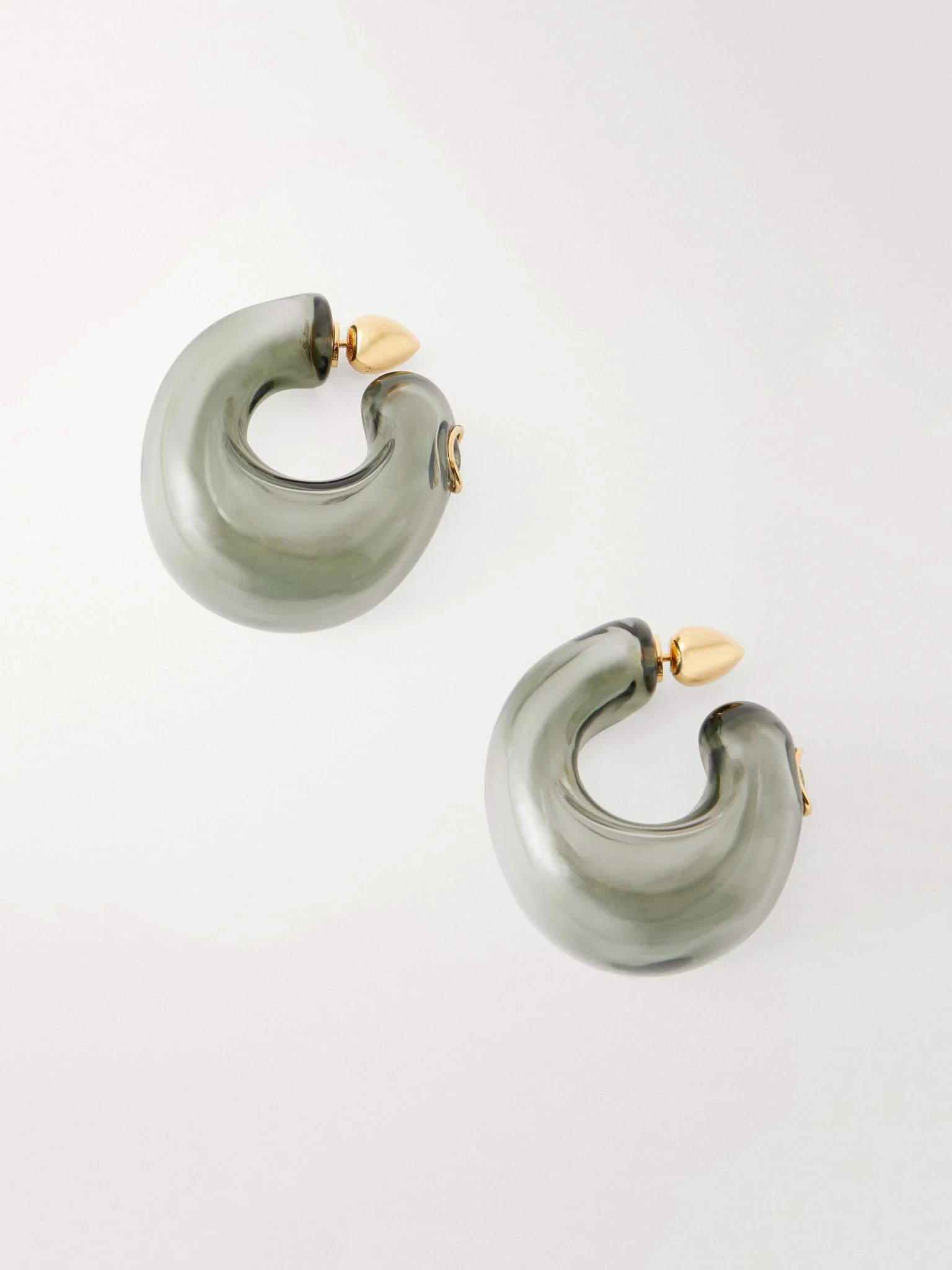 Glass hoop earrings Storm blue - 1