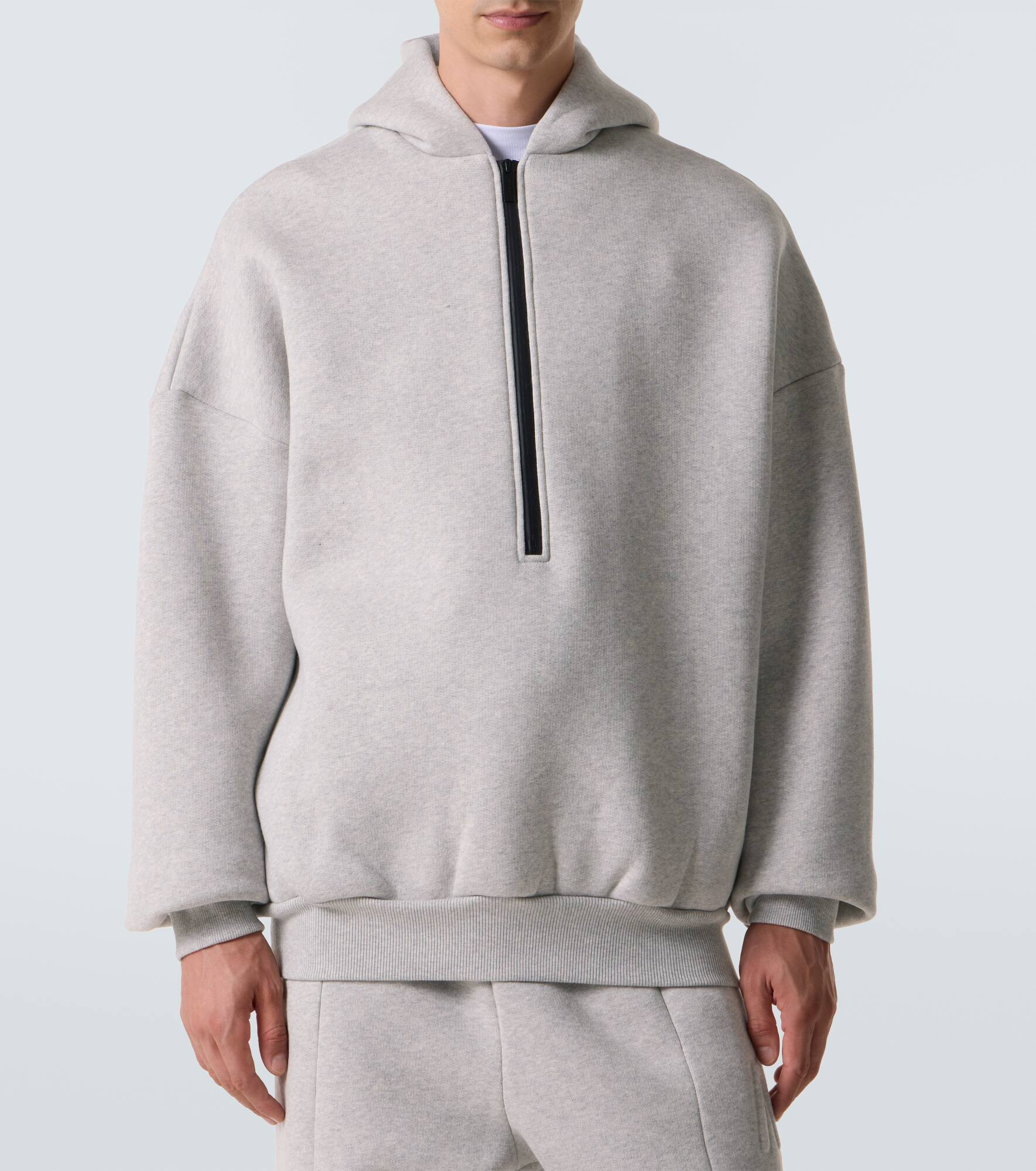 Cotton-blend half-zip hoodie - 3