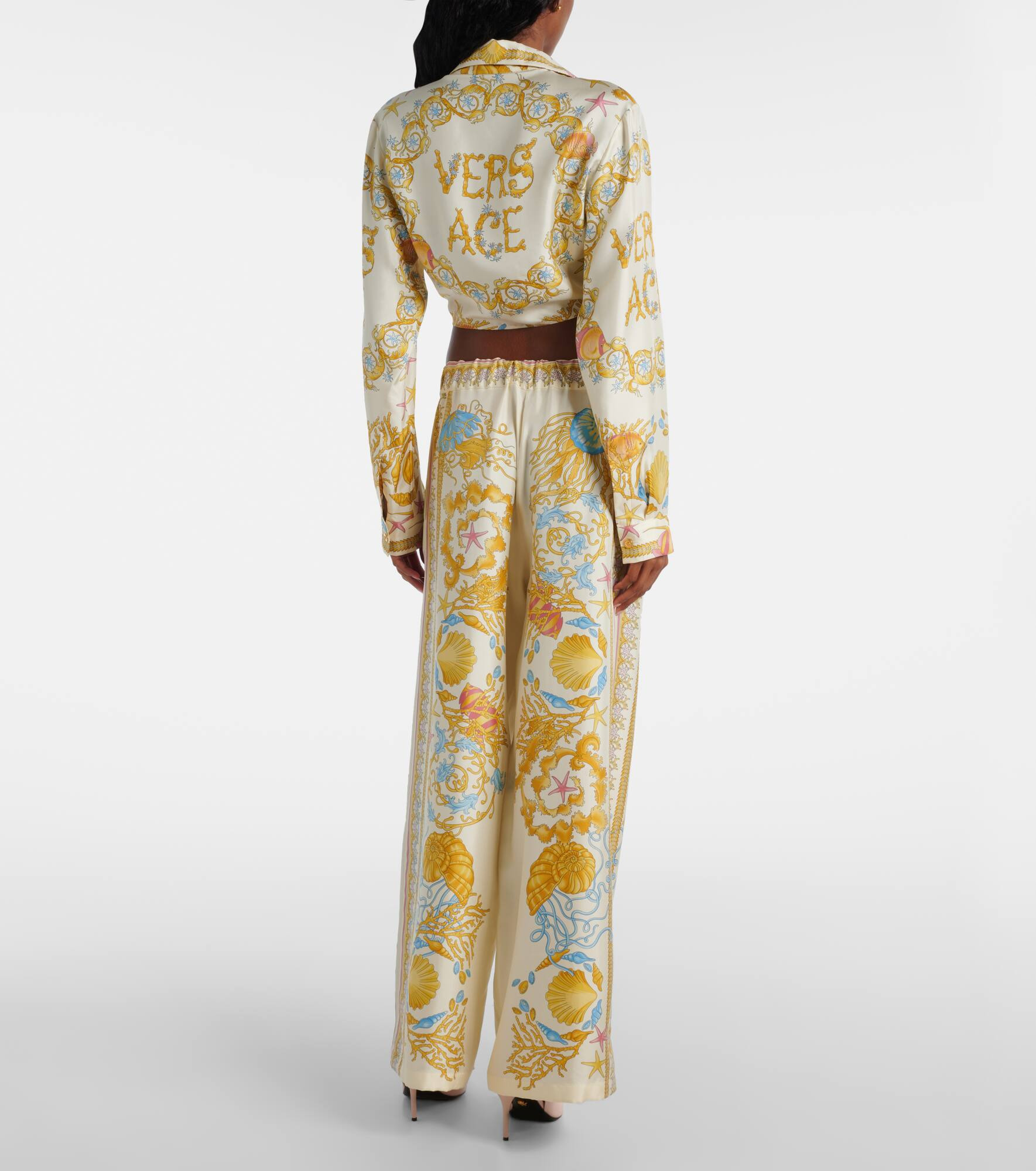 Underwater Barocco silk palazzo pants - 3