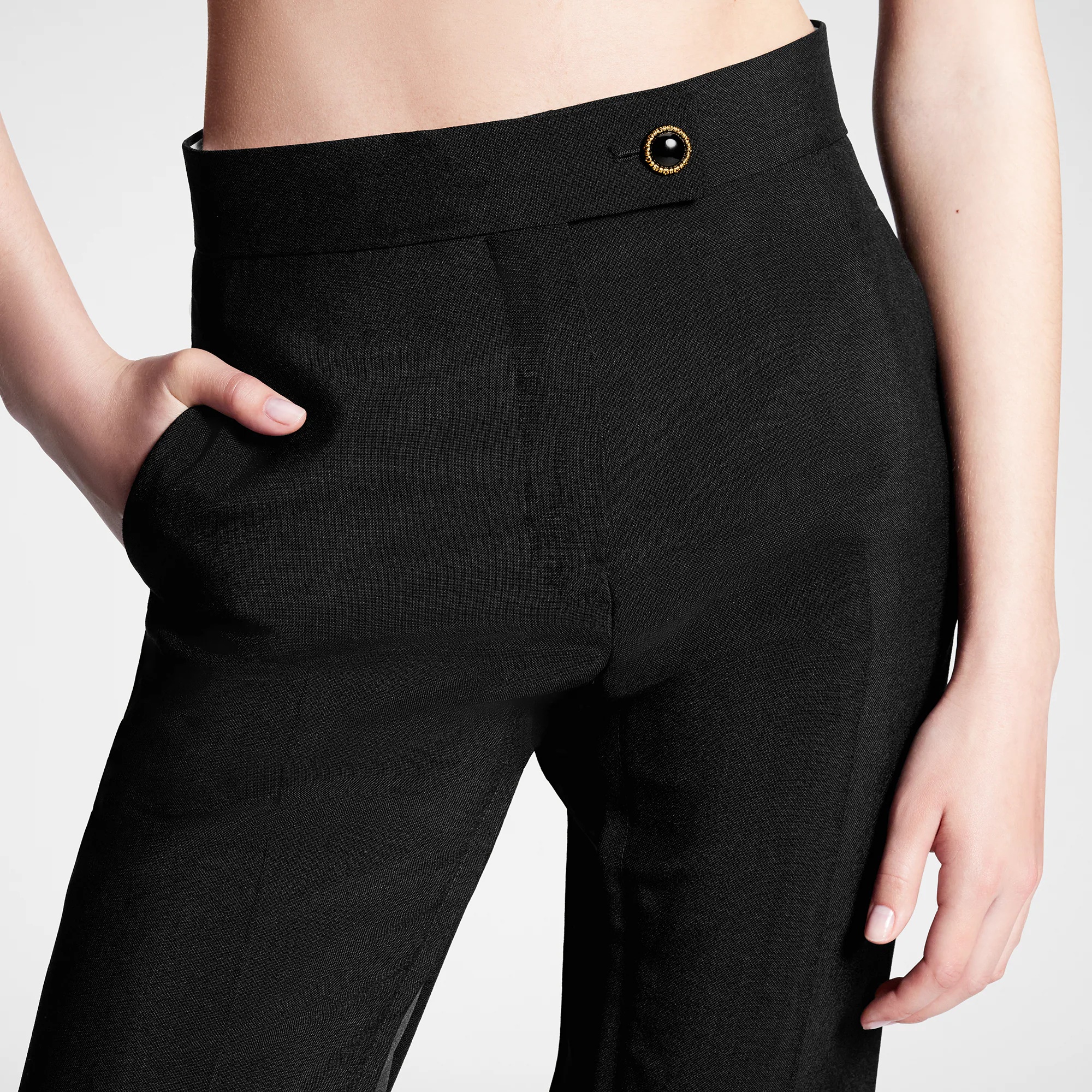 Jewel Button Tuxedo Pants - 2
