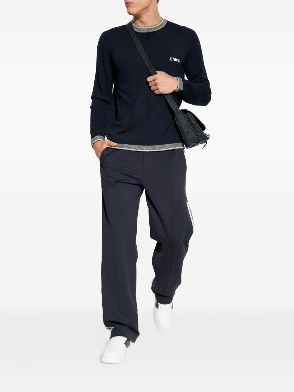 embroidered-logo wool sweater - 2