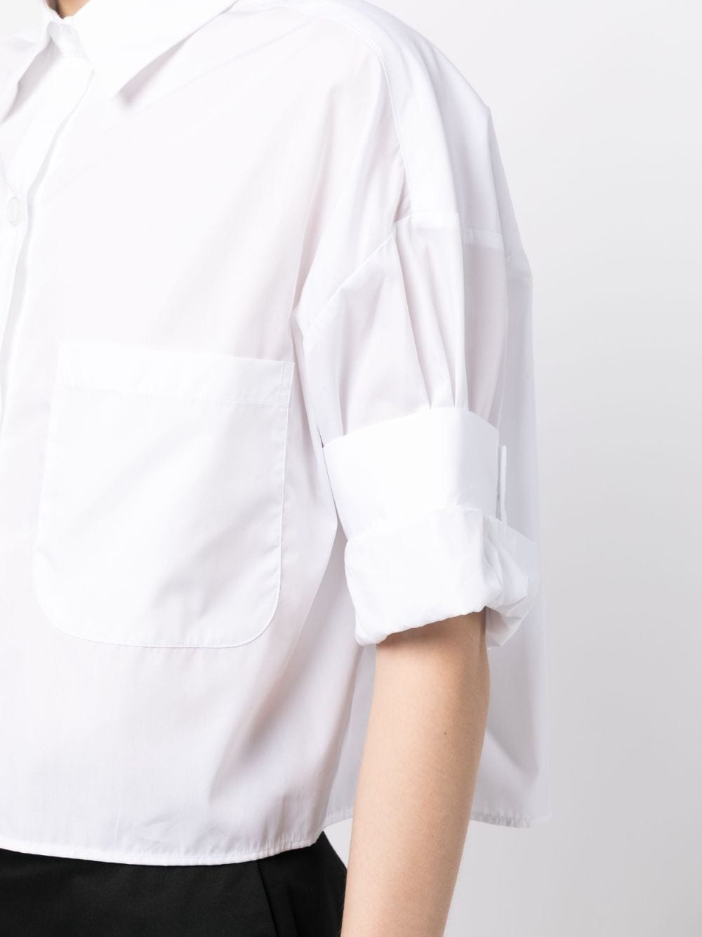 folded-sleeve cropped cotton shirt - 5