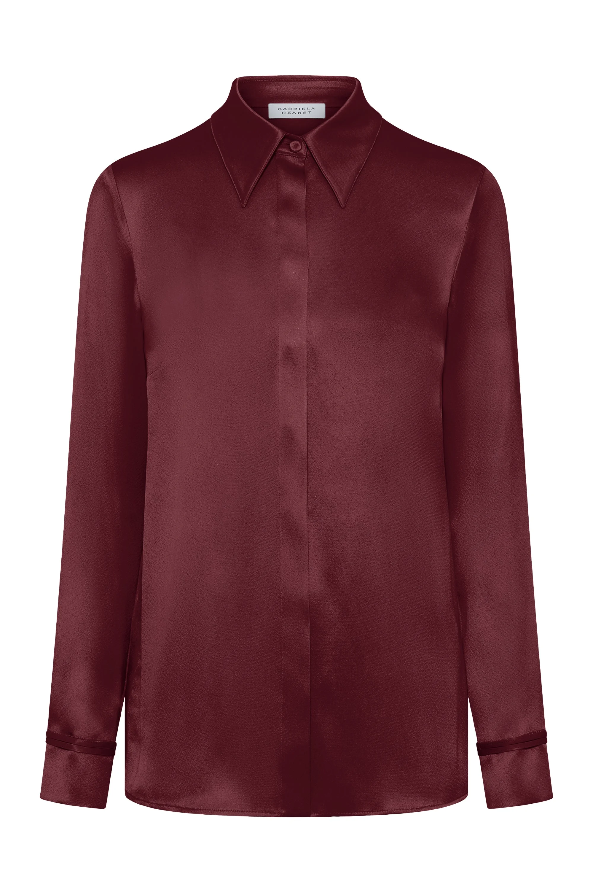 Cruz Shirt in Bordeaux Silk Satin - 1