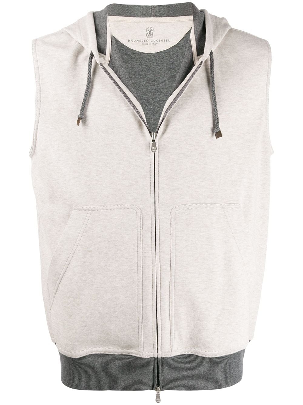 sleeveless contrasting-hem hoodie - 1