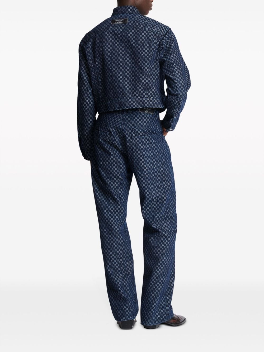 monogram-jacquard denim jacket - 4