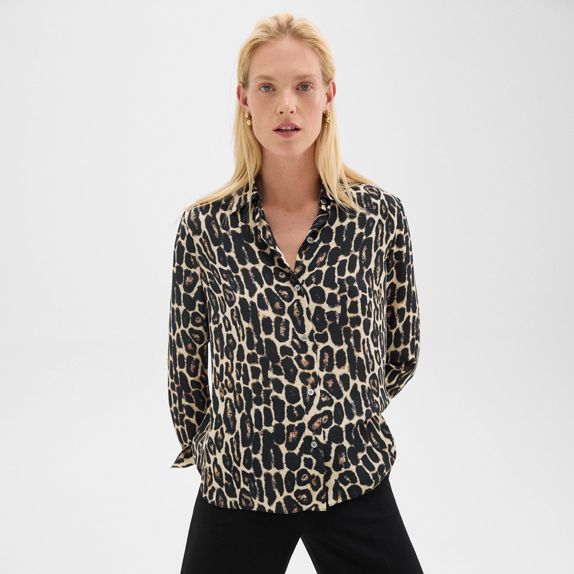 Straight Shirt in Recycled Leopard Print Georgette - 3