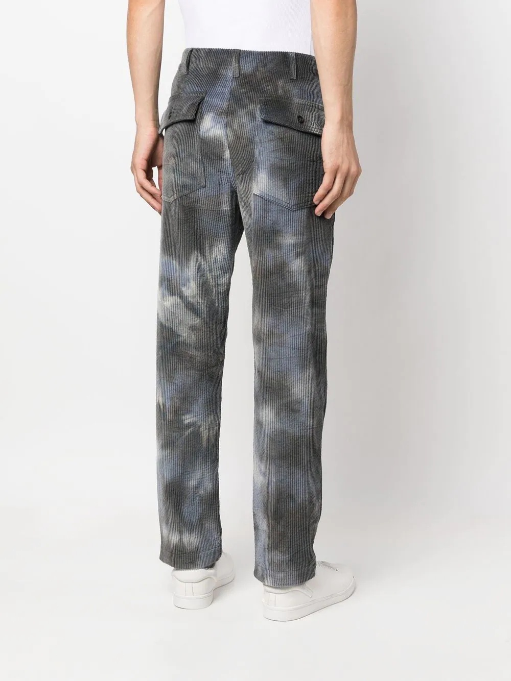 tie dye-print corduroy trousers - 4