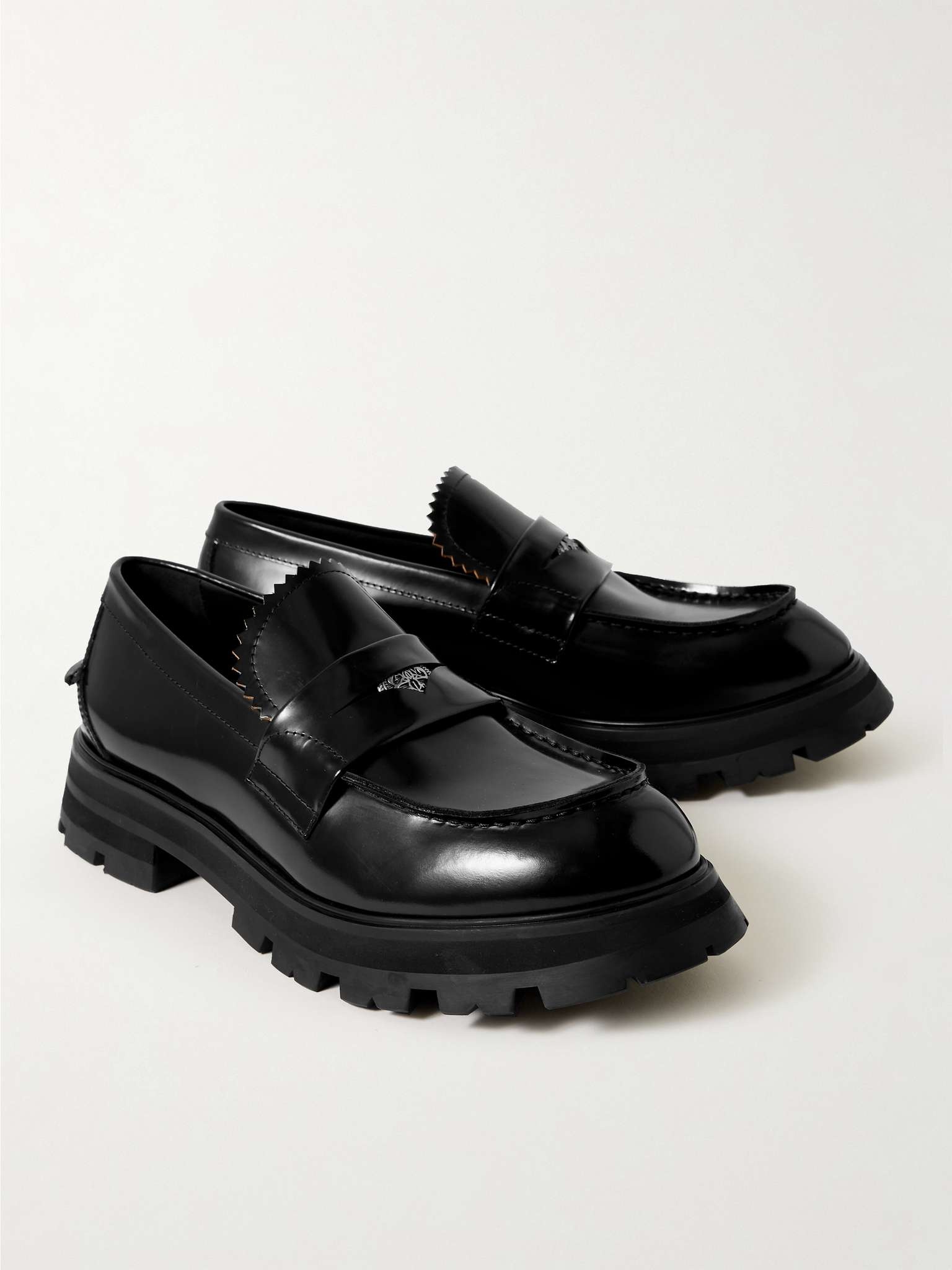 Embellished Polished-Leather Penny Loafers - 4