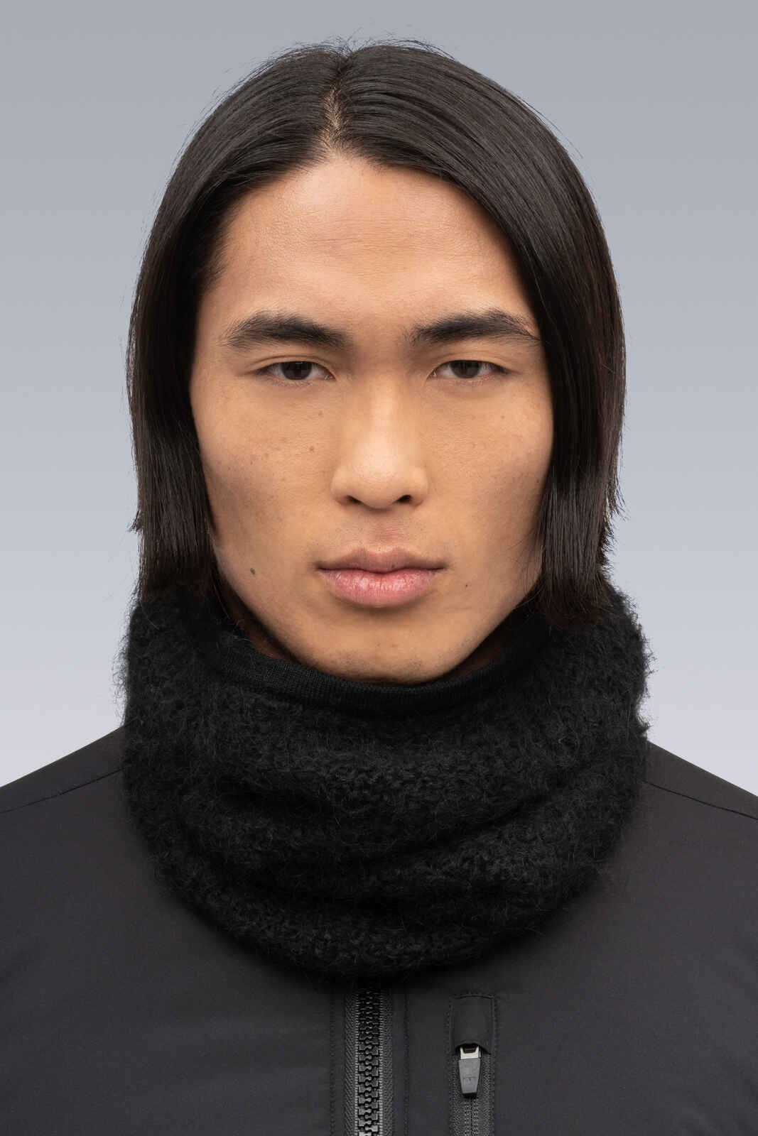 NG5-PU Hand-Knit Suri Alpaca Neck Gaiter Black - 16