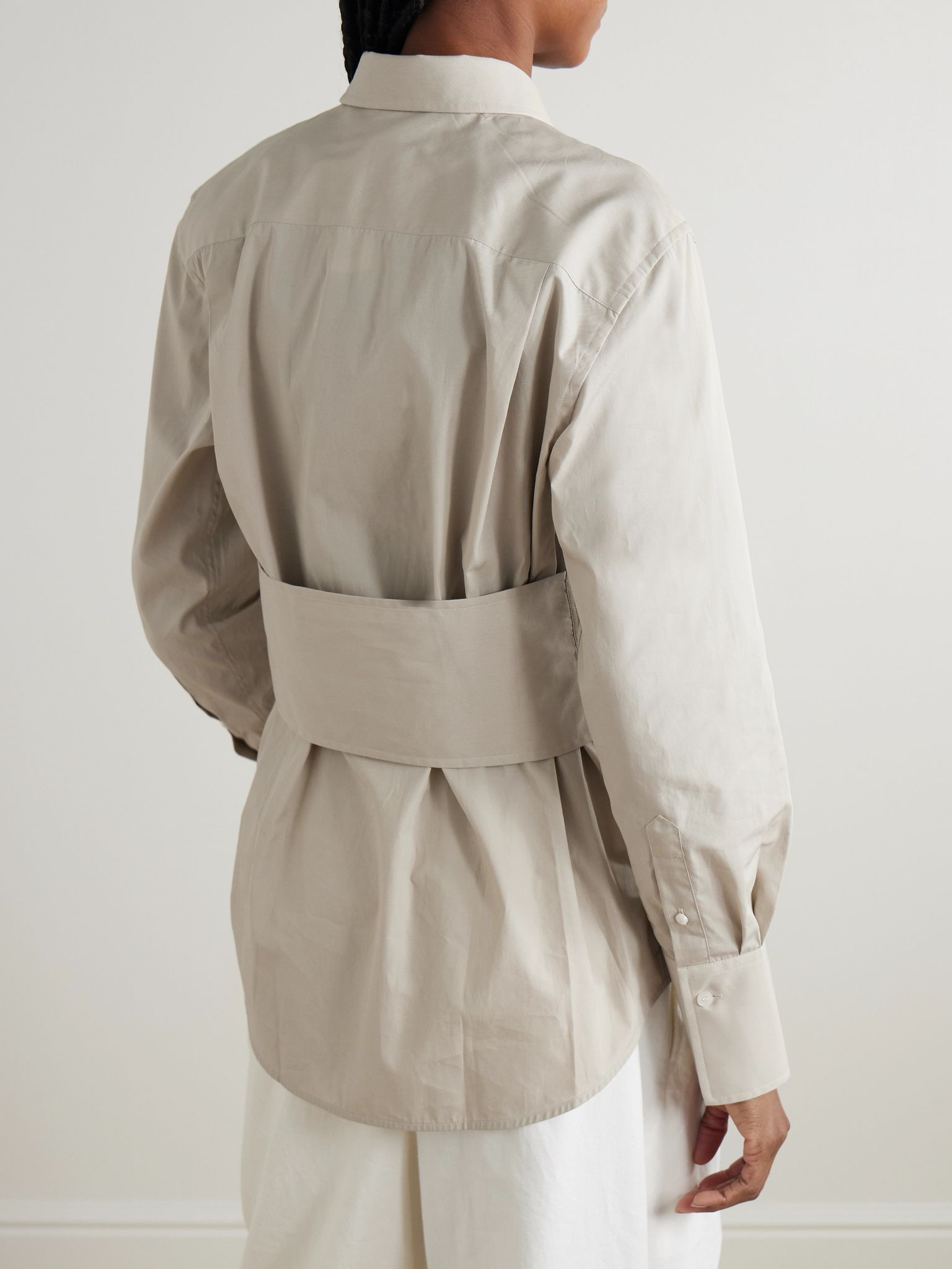 Cotton-poplin shirt Beige - 4
