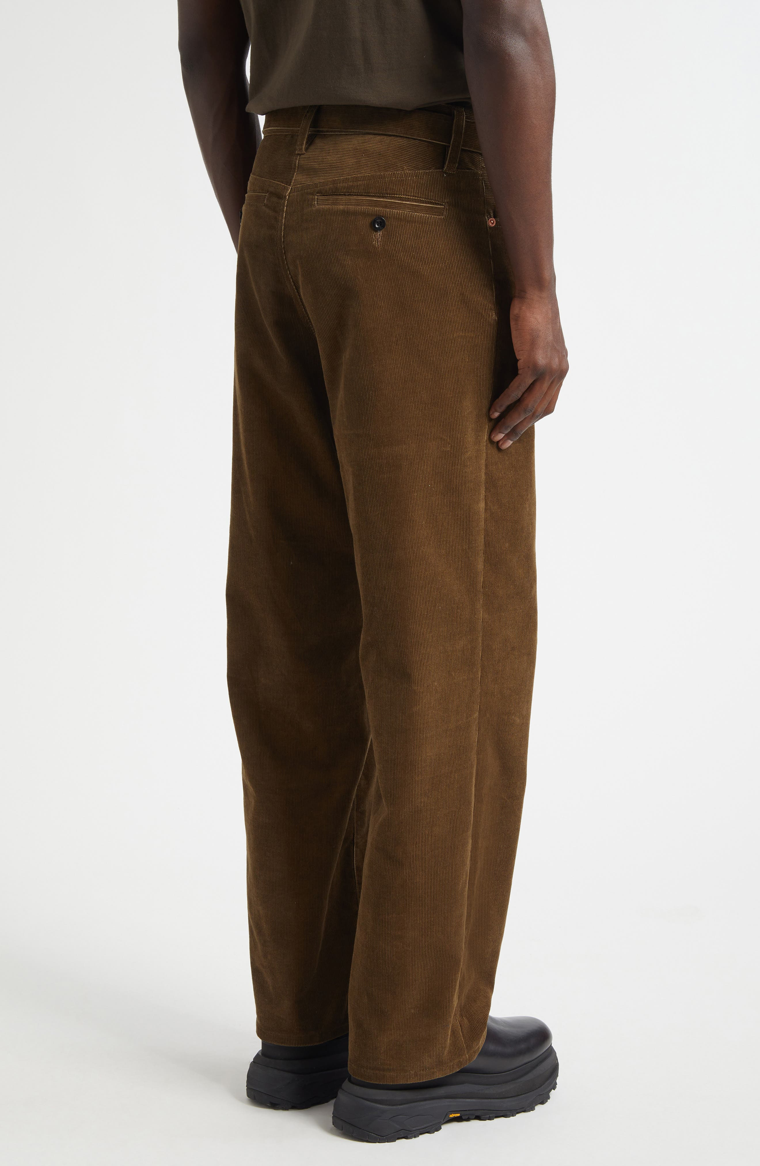 Sacai Belted Corduroy Five Pocket Pants in Khaki at Nordstrom - 3