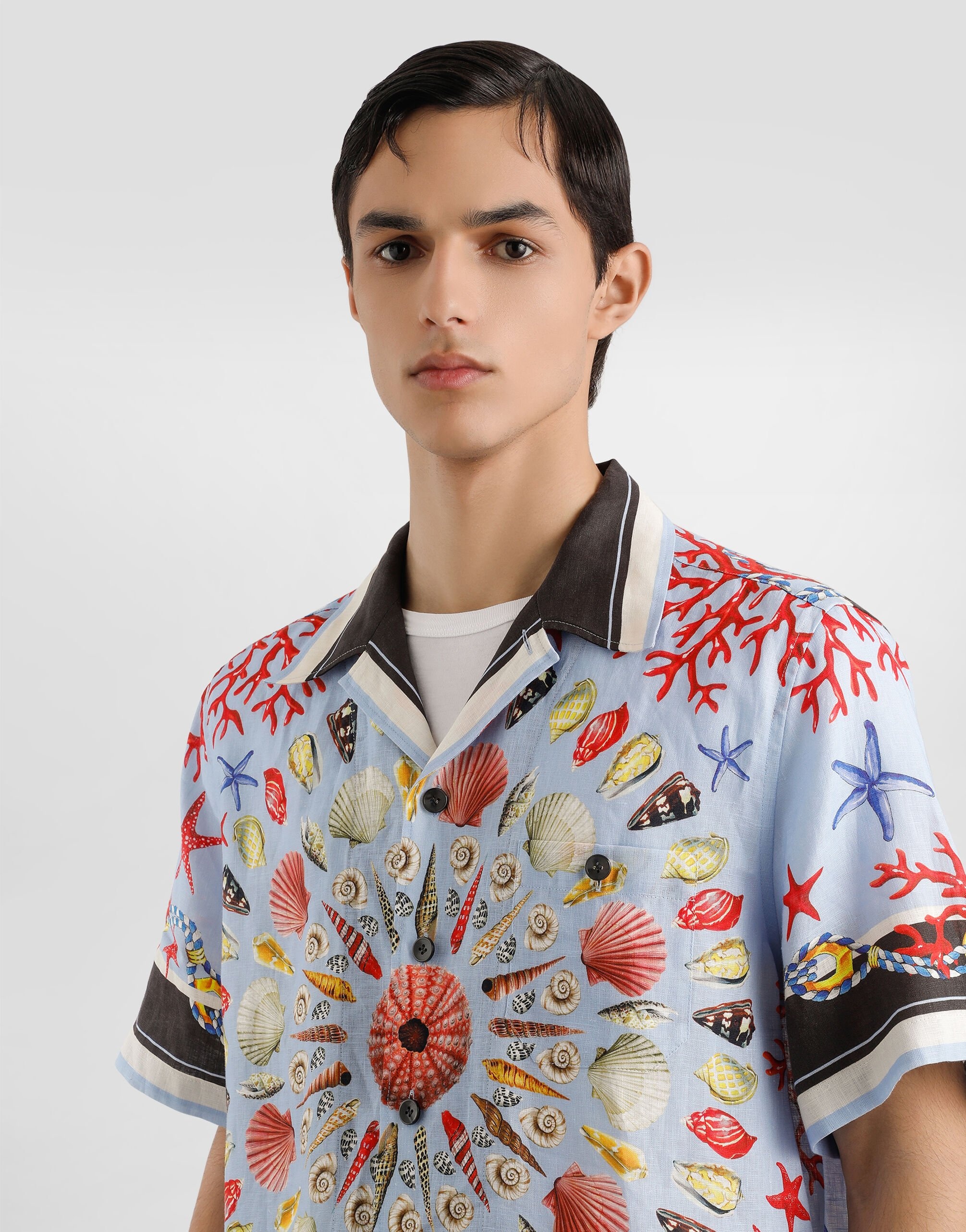 Shell-print hawaii linen canvas shirt - 4