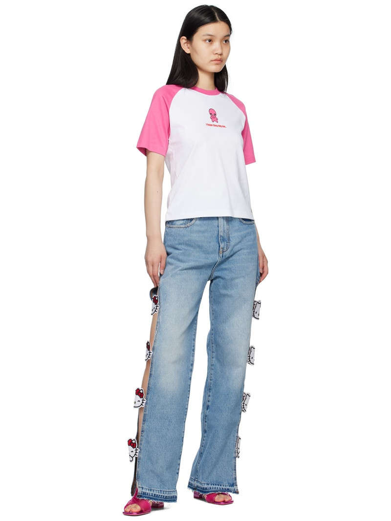 GCDS Pink & White Wirdo T-Shirt outlook