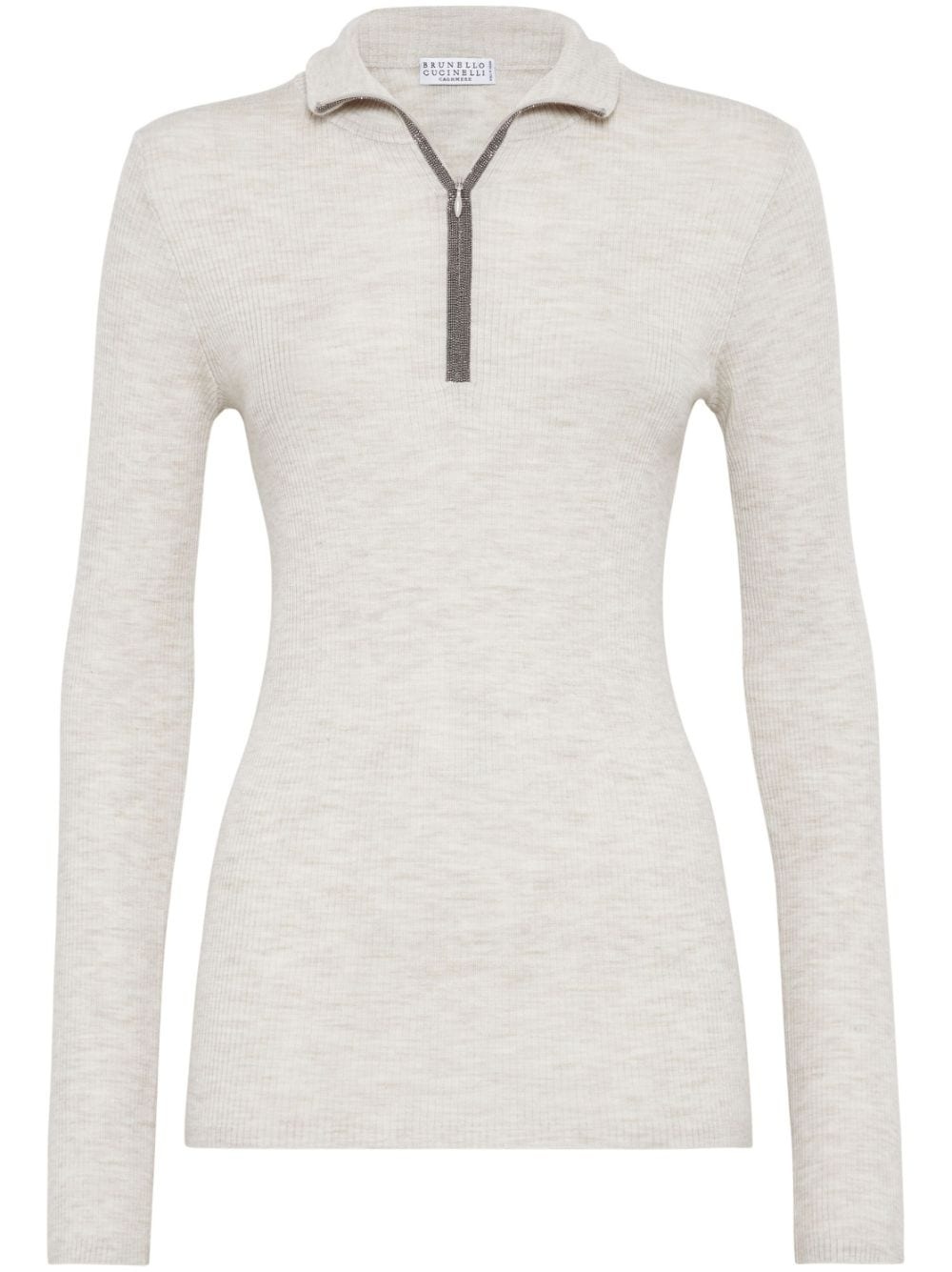 Cashmere sweater wiht precious half zip - 1